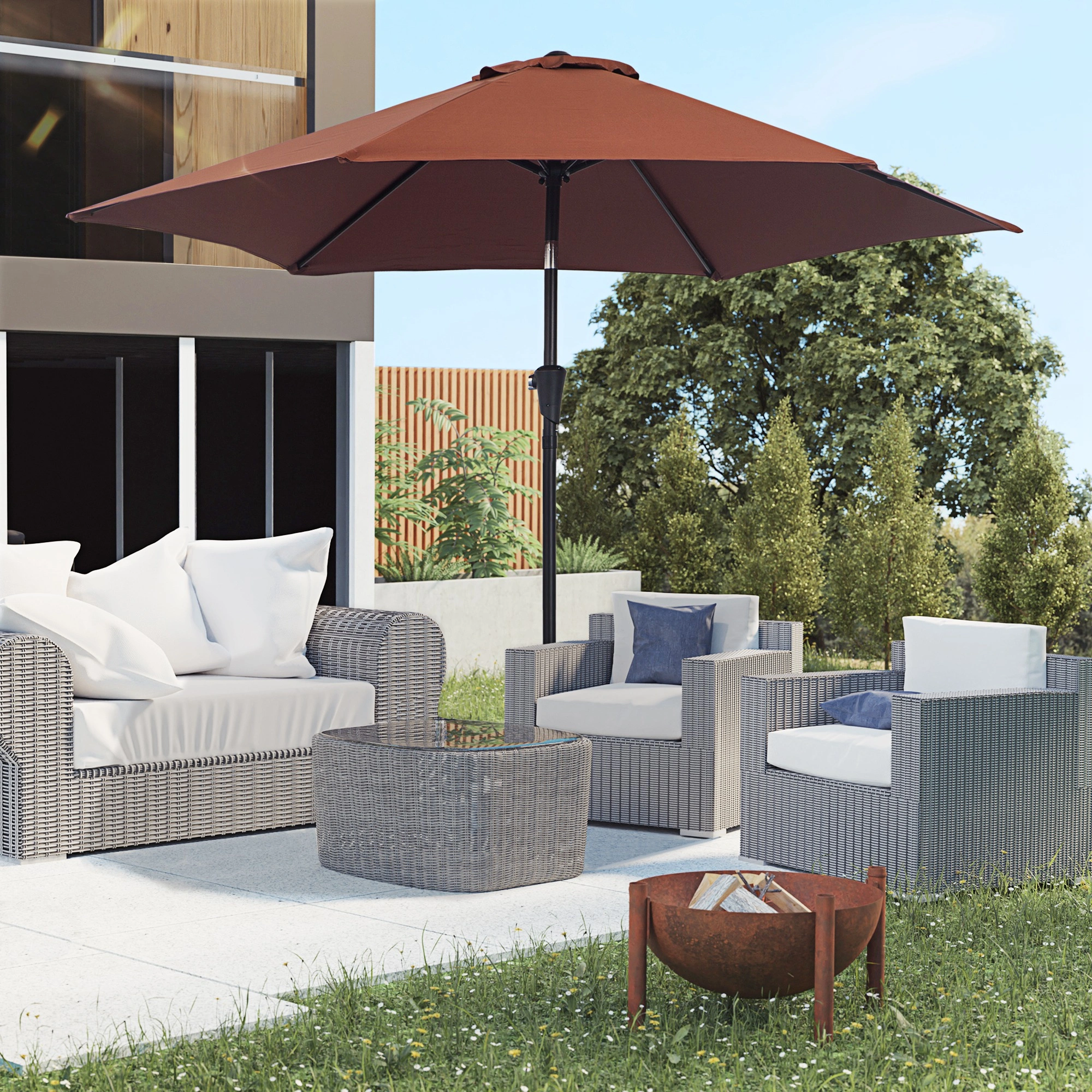 Cantilever Tilt Offset Patio Umbrella Sunshade Garden Outdoor Amazon Fast Shipping