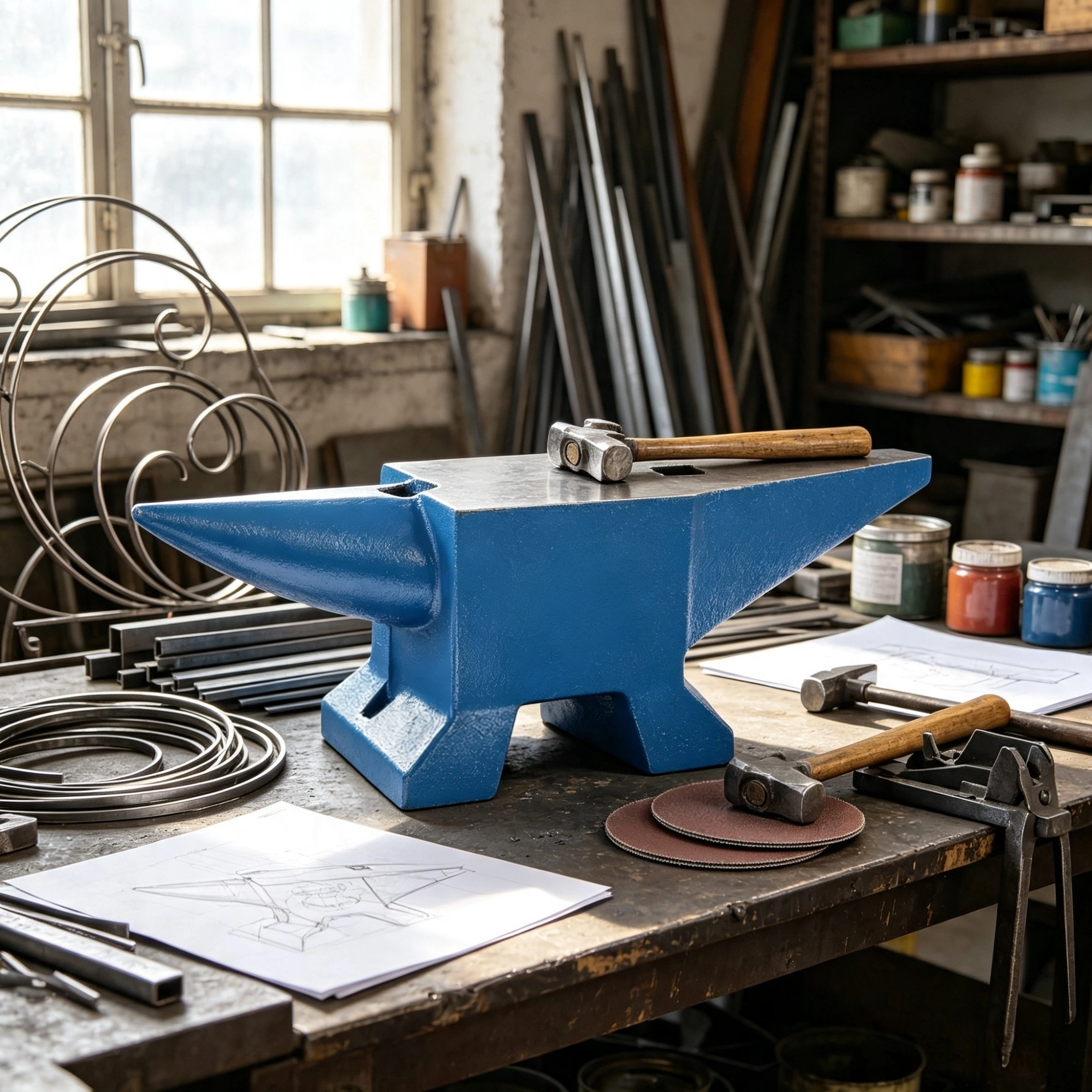 44 lbs Steel Anvil Single Horn with Round & Square Holes, Heavy Duty Blacksmith Anvil for Metalworking & Jewelers view 5