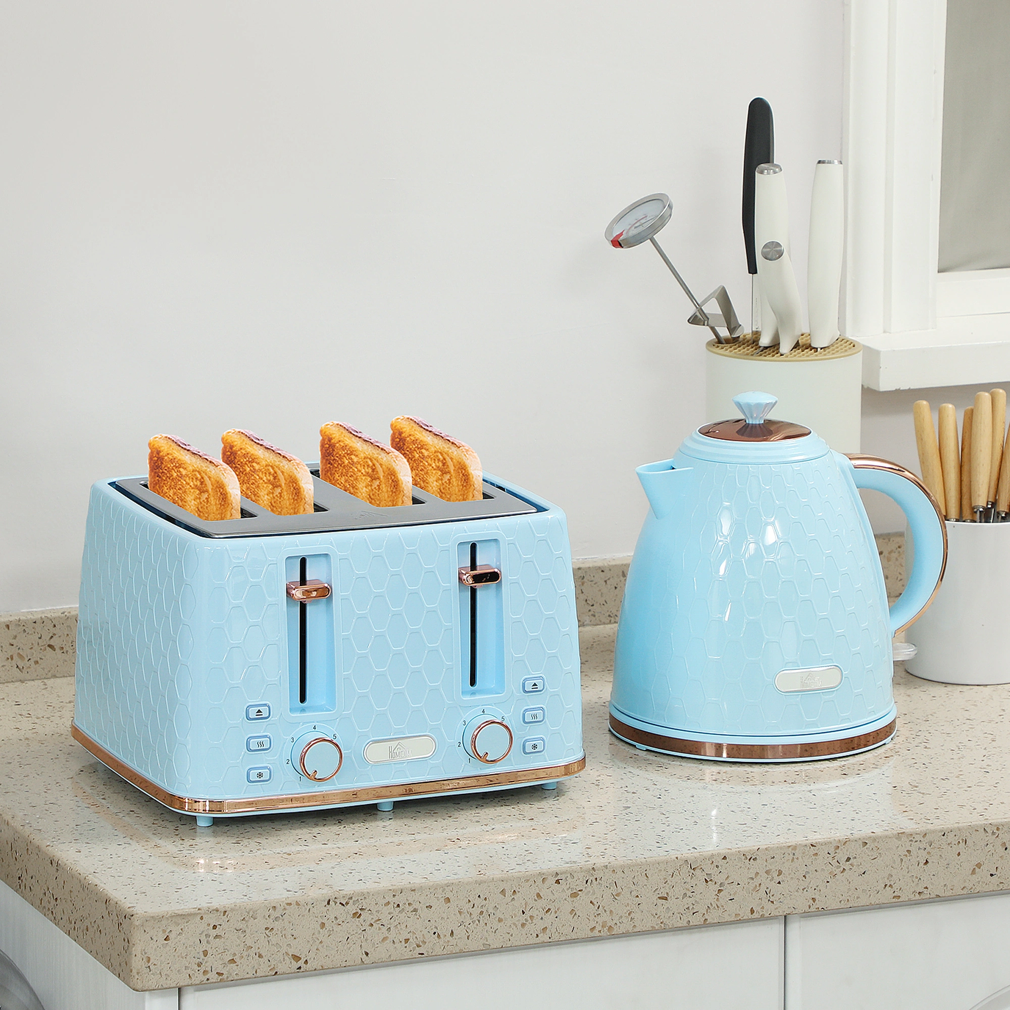 Premium Kettle and Toaster Set - Matching 2-Piece Kitchen Appliance Gift Set for Home & Office