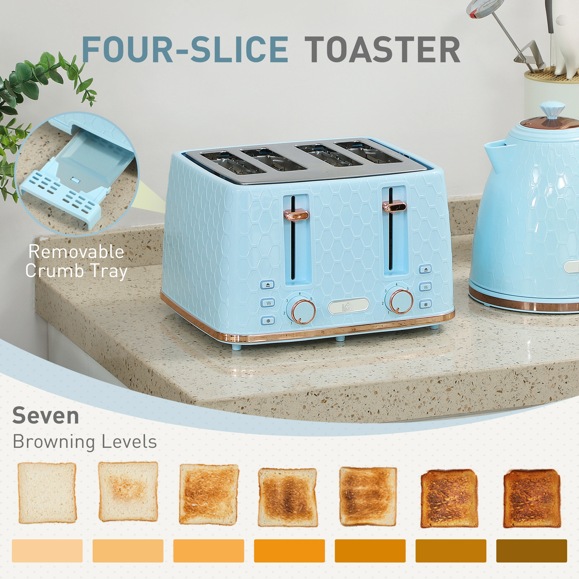 Premium Kettle and Toaster Set - Matching 2-Piece Kitchen Appliance Gift Set for Home & Office view 4