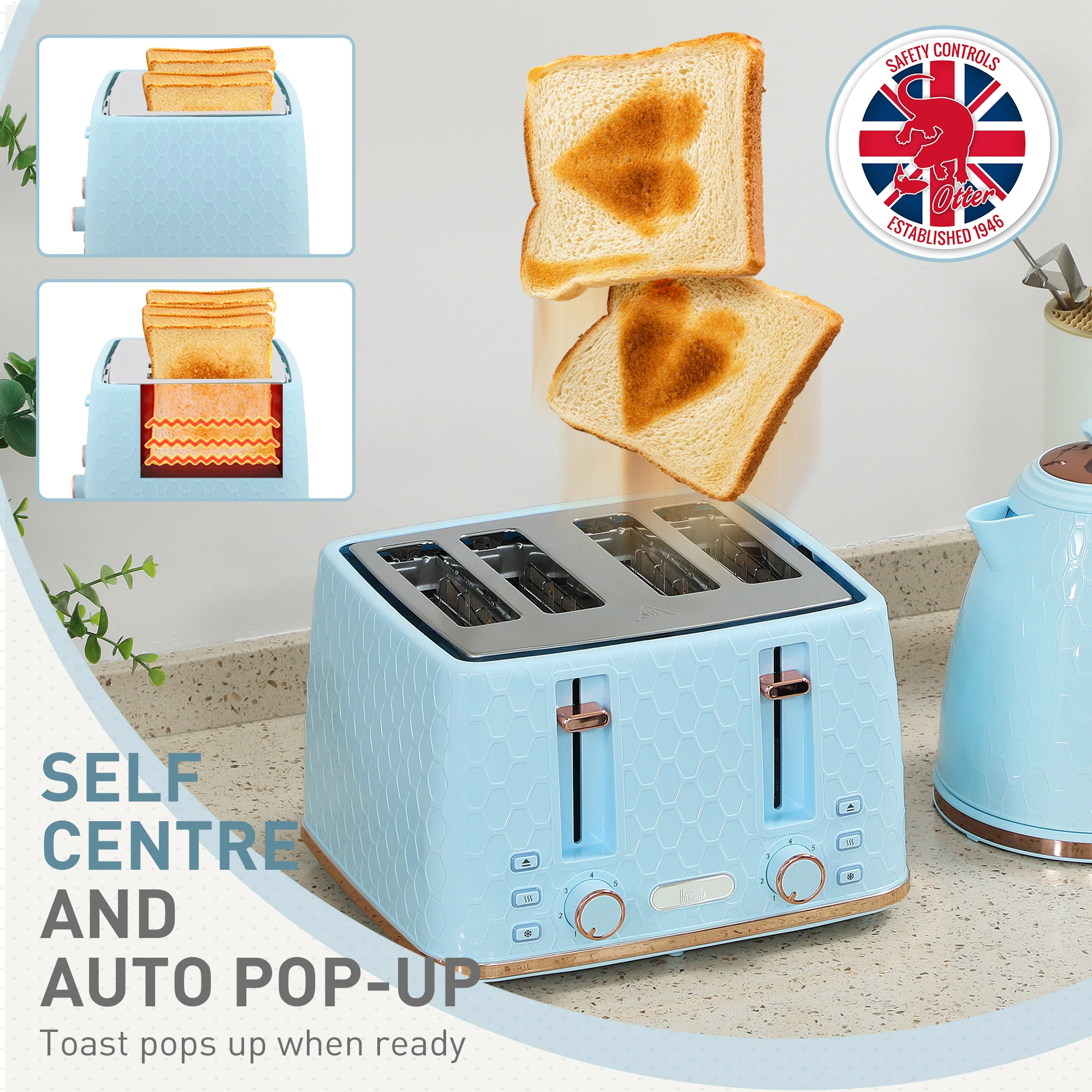 Premium Kettle and Toaster Set - Matching 2-Piece Kitchen Appliance Gift Set for Home & Office view 5