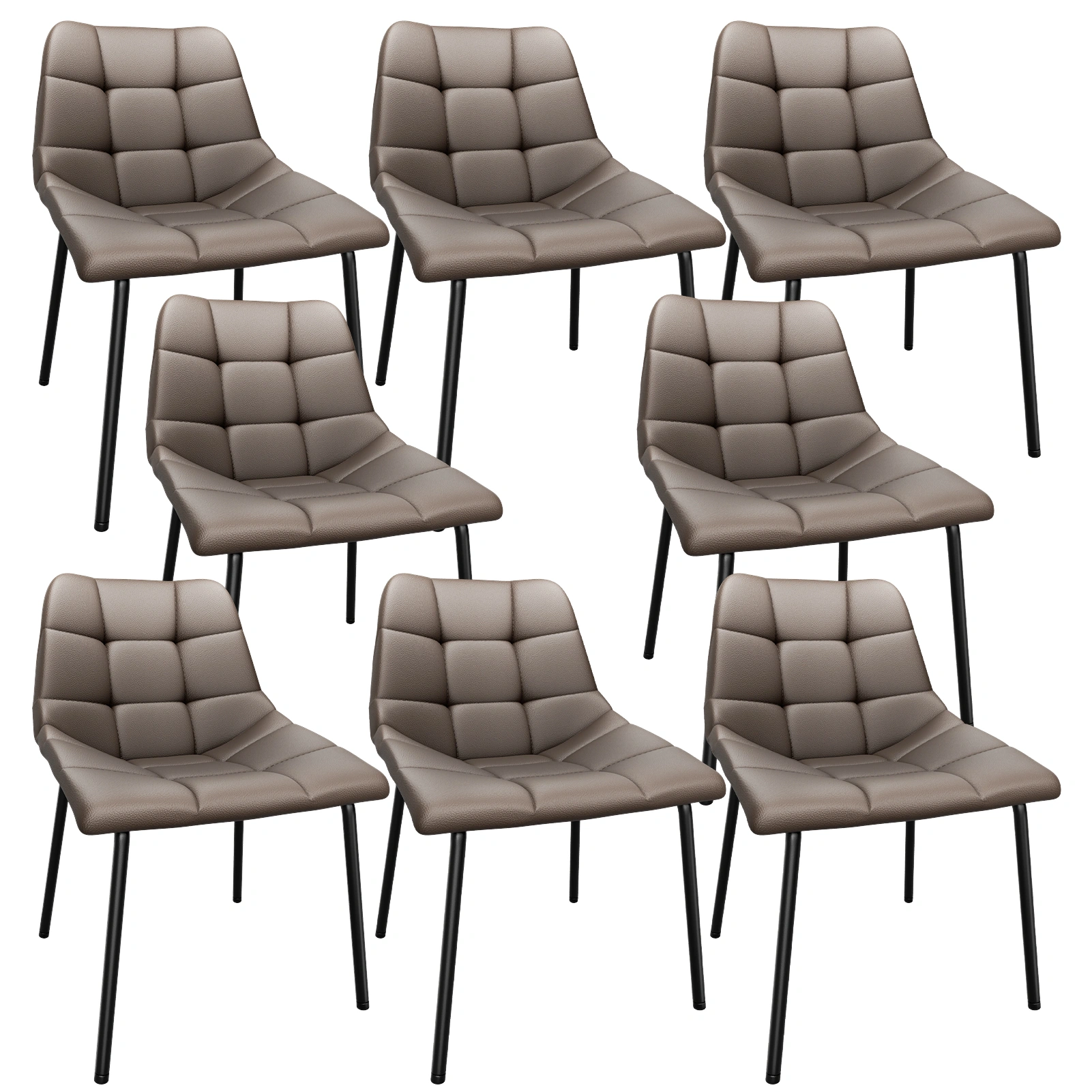 Modern Esszimmerstühle 8er Set, Kunstleder mit Hoher Rückenlehne, Gepolsterte Esstischstühle mit Metallfüßen, für Küche Wohnzimmer