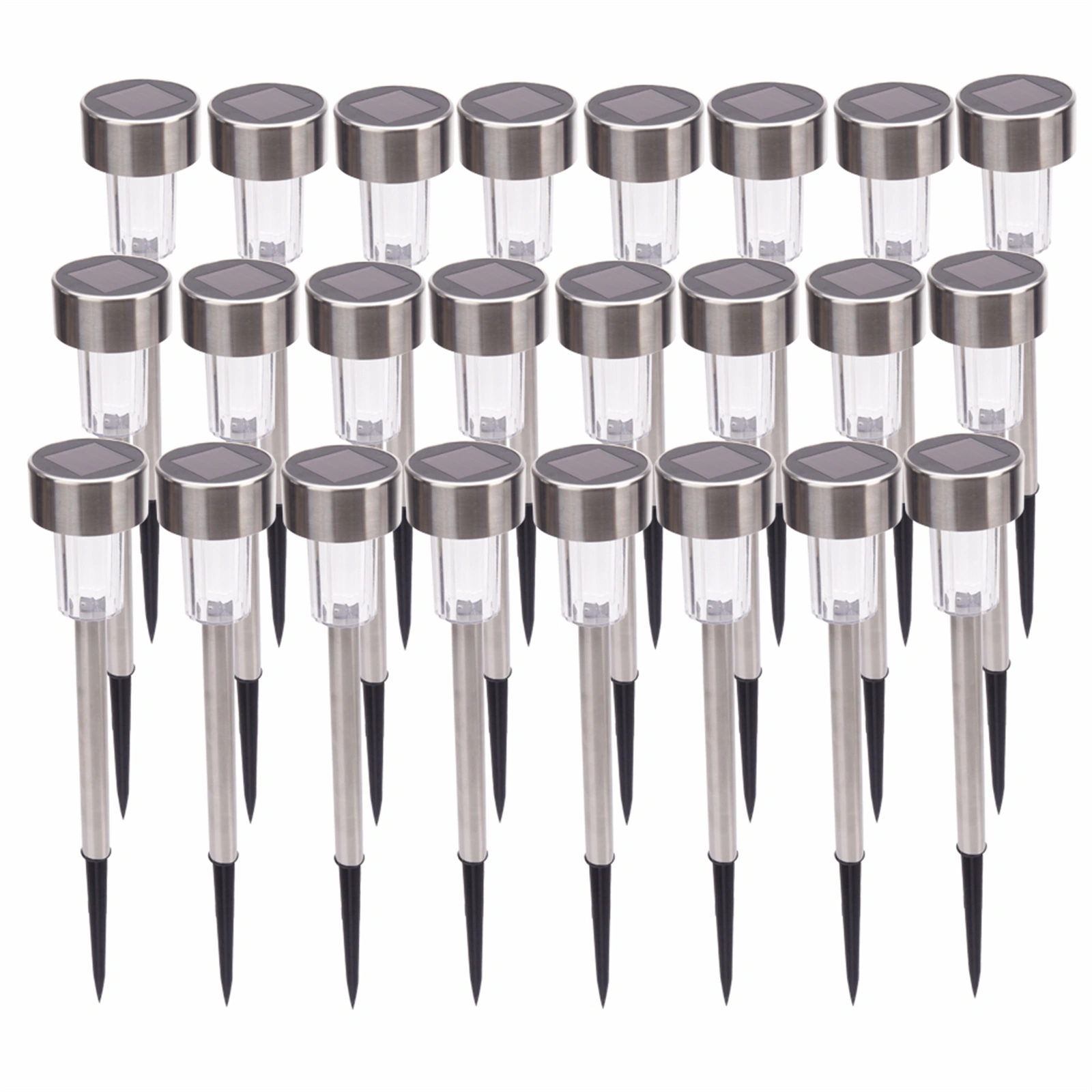 24pcs 5W High Brightness Solar Power LED Lawn Lamps with Lampshades White & Silver view 2