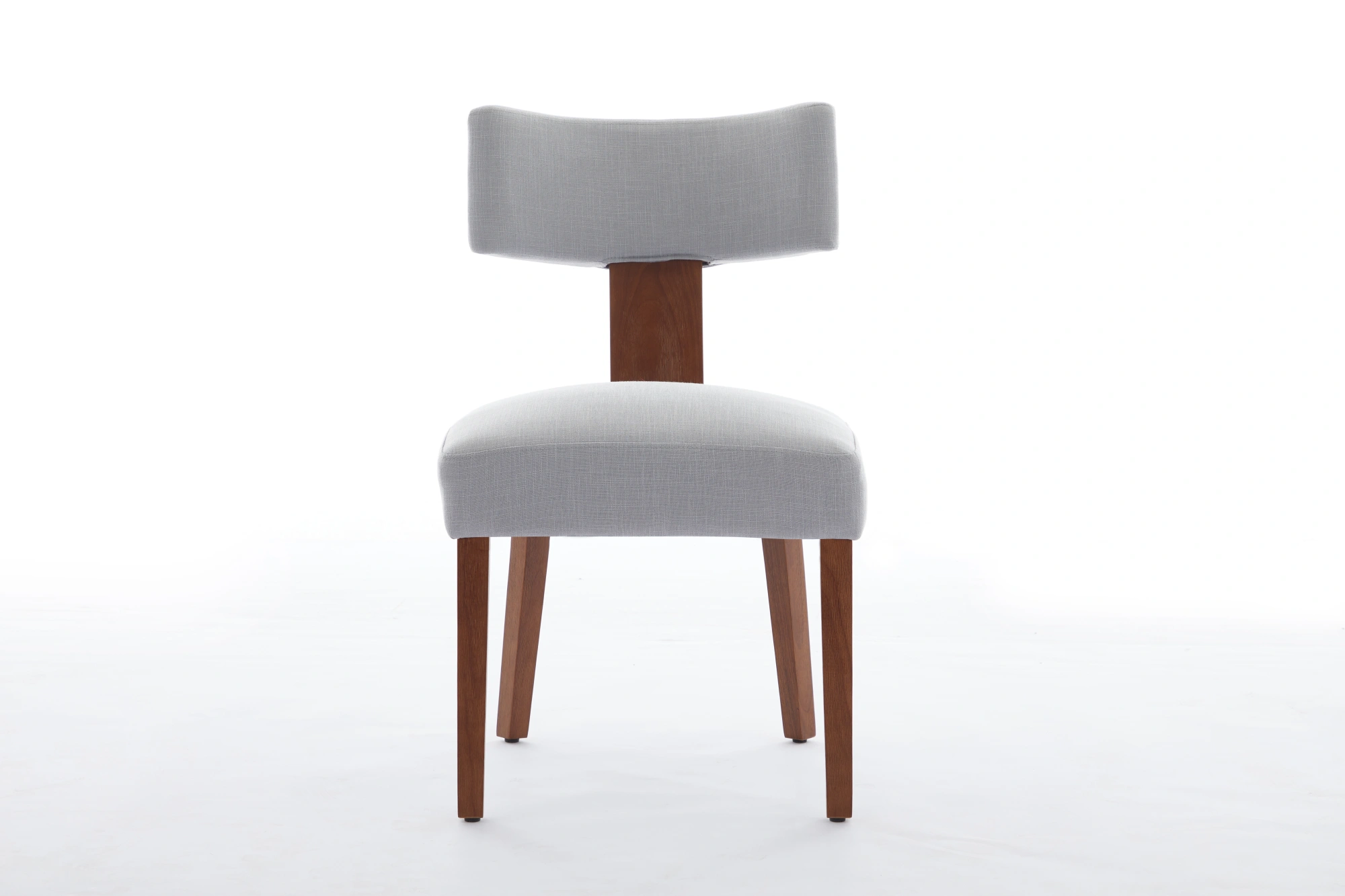 Set of 2 Gray Linen Fabric Dining Chairs, Modern Armless Side Chairs with Curved Backrest & Solid Wooden Legs for Dining Room, Living Room view 10