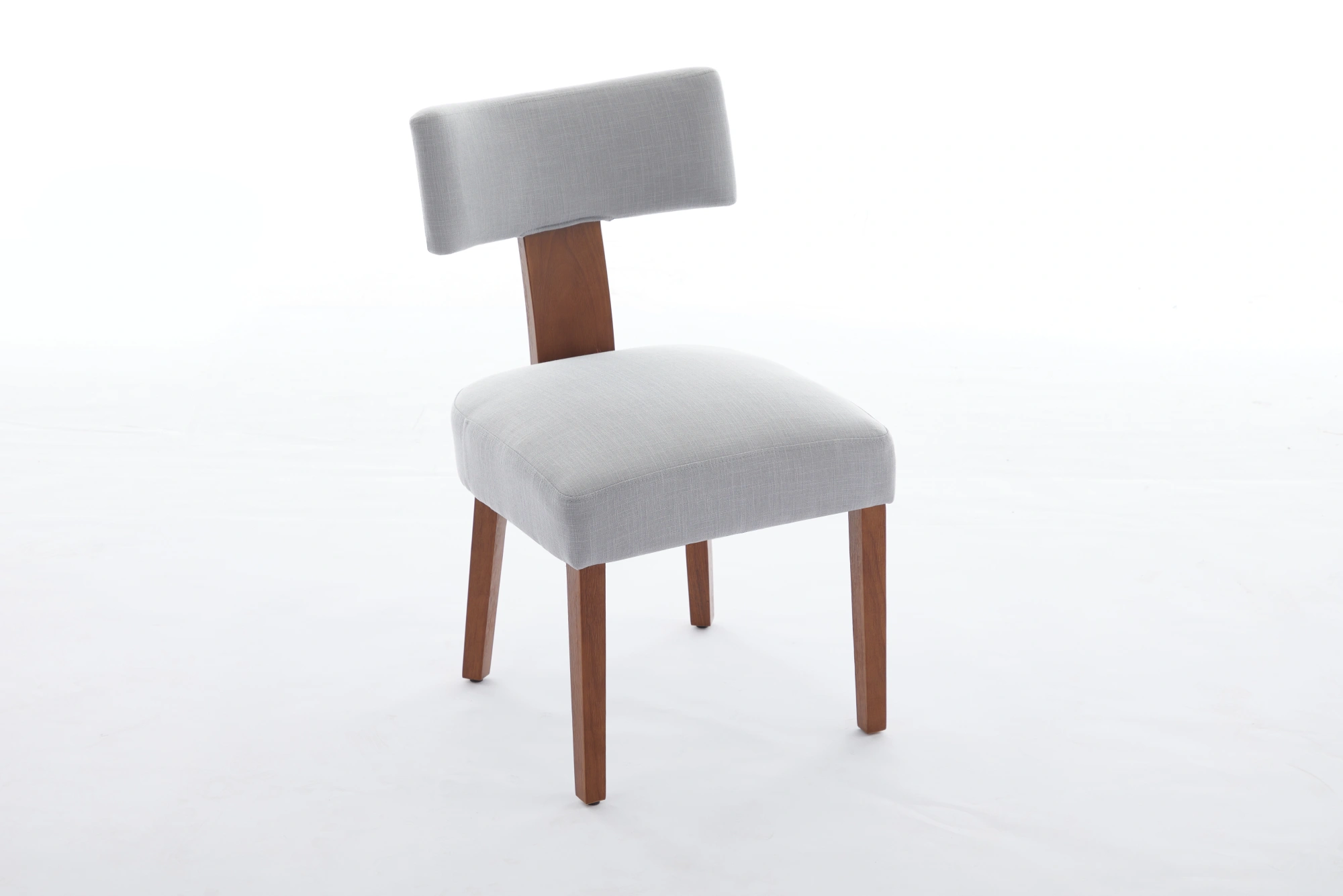 Set of 2 Gray Linen Fabric Dining Chairs, Modern Armless Side Chairs with Curved Backrest & Solid Wooden Legs for Dining Room, Living Room view 12