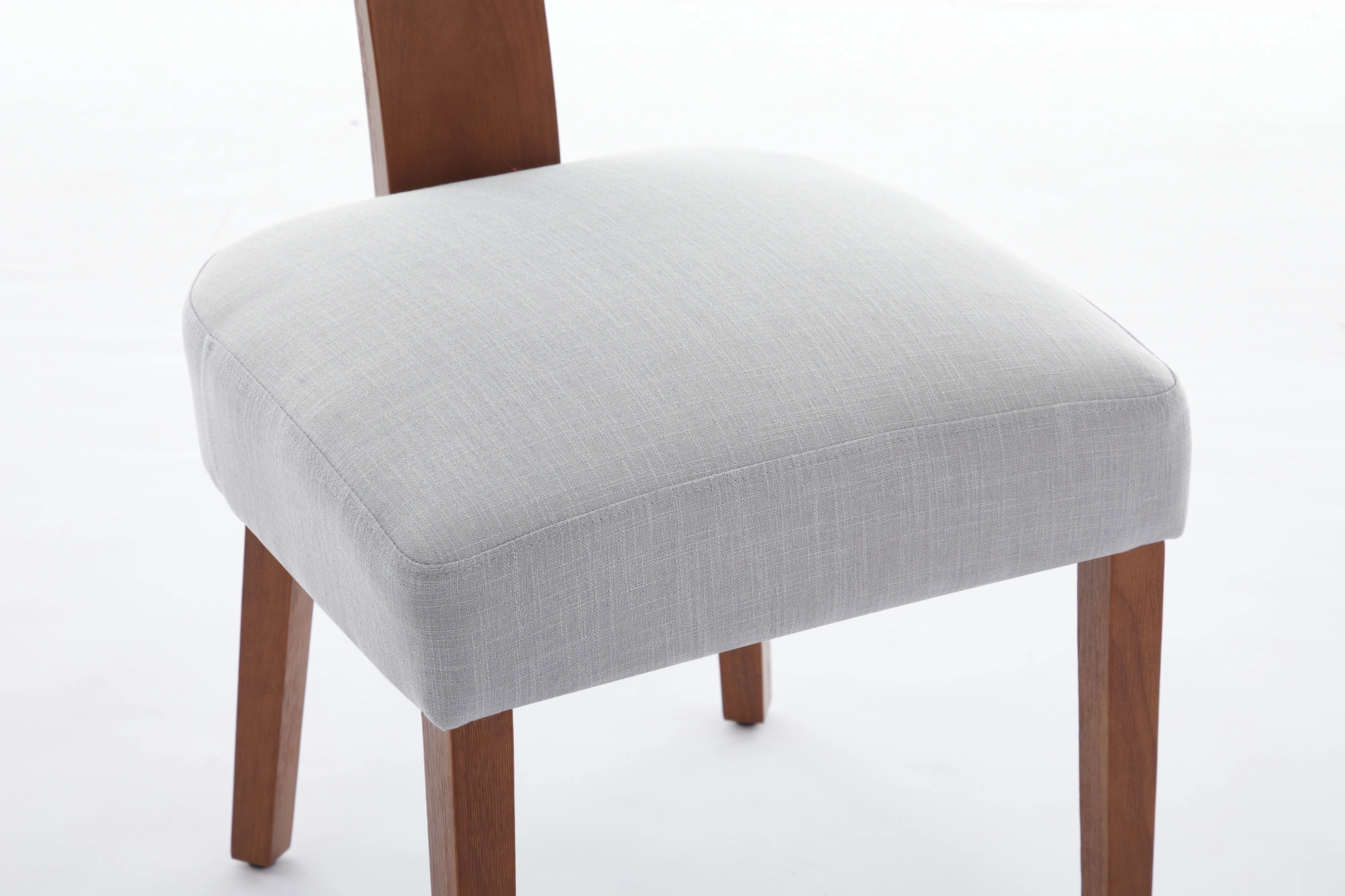 Set of 2 Gray Linen Fabric Dining Chairs, Modern Armless Side Chairs with Curved Backrest & Solid Wooden Legs for Dining Room, Living Room view 14