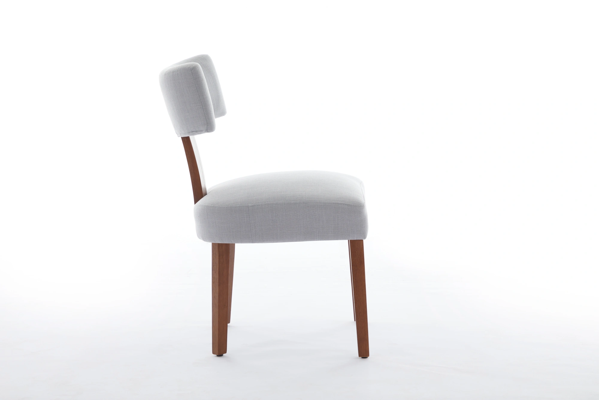 Set of 2 Gray Linen Fabric Dining Chairs, Modern Armless Side Chairs with Curved Backrest & Solid Wooden Legs for Dining Room, Living Room view 3