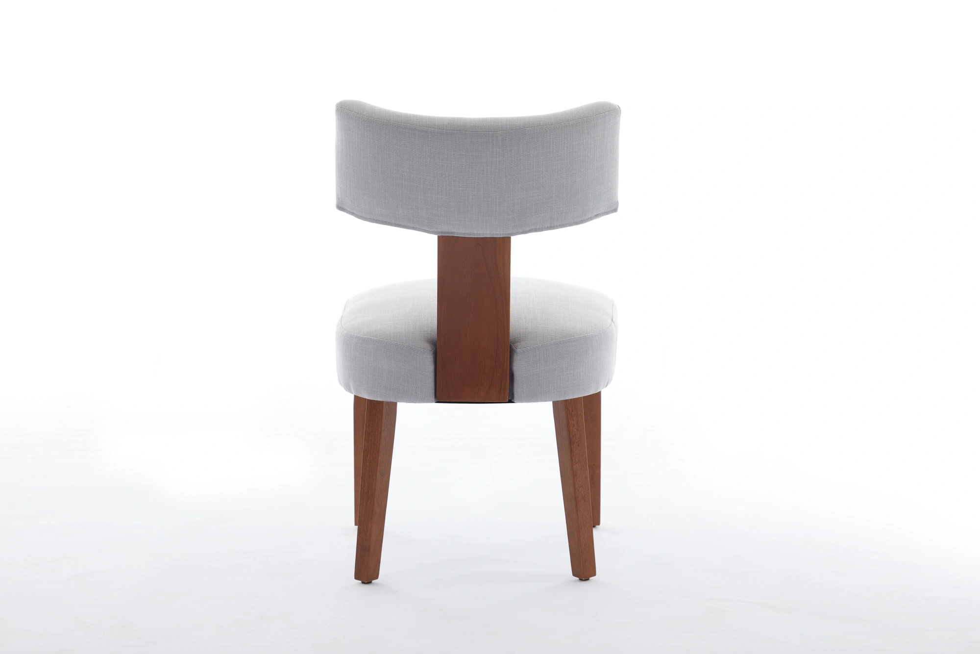 Set of 2 Gray Linen Fabric Dining Chairs, Modern Armless Side Chairs with Curved Backrest & Solid Wooden Legs for Dining Room, Living Room view 8