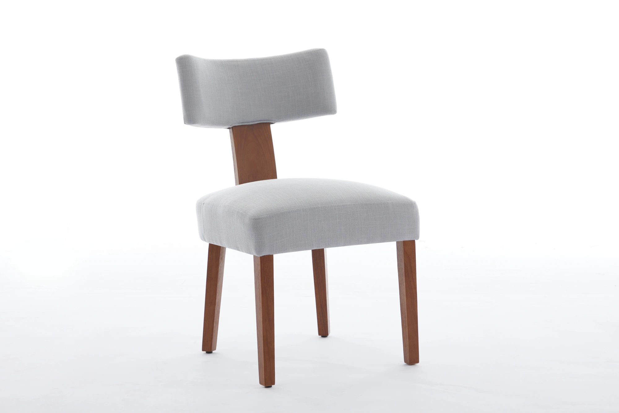 Set of 2 Gray Linen Fabric Dining Chairs, Modern Armless Side Chairs with Curved Backrest & Solid Wooden Legs for Dining Room, Living Room view 9