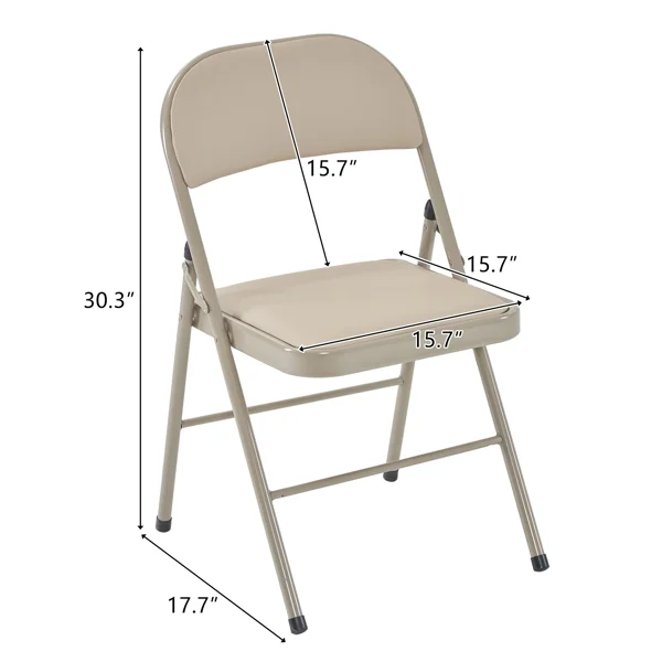 4pcs Elegant Foldable Iron & PVC Chairs for Convention & Exhibition Light Brown view 3