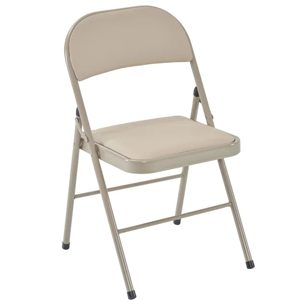 4pcs Elegant Foldable Iron & PVC Chairs for Convention & Exhibition Light Brown view 5
