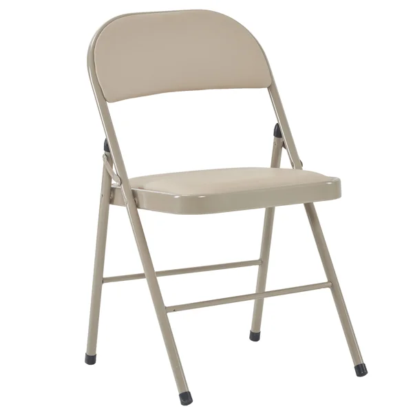 4pcs Elegant Foldable Iron & PVC Chairs for Convention & Exhibition Light Brown view 6