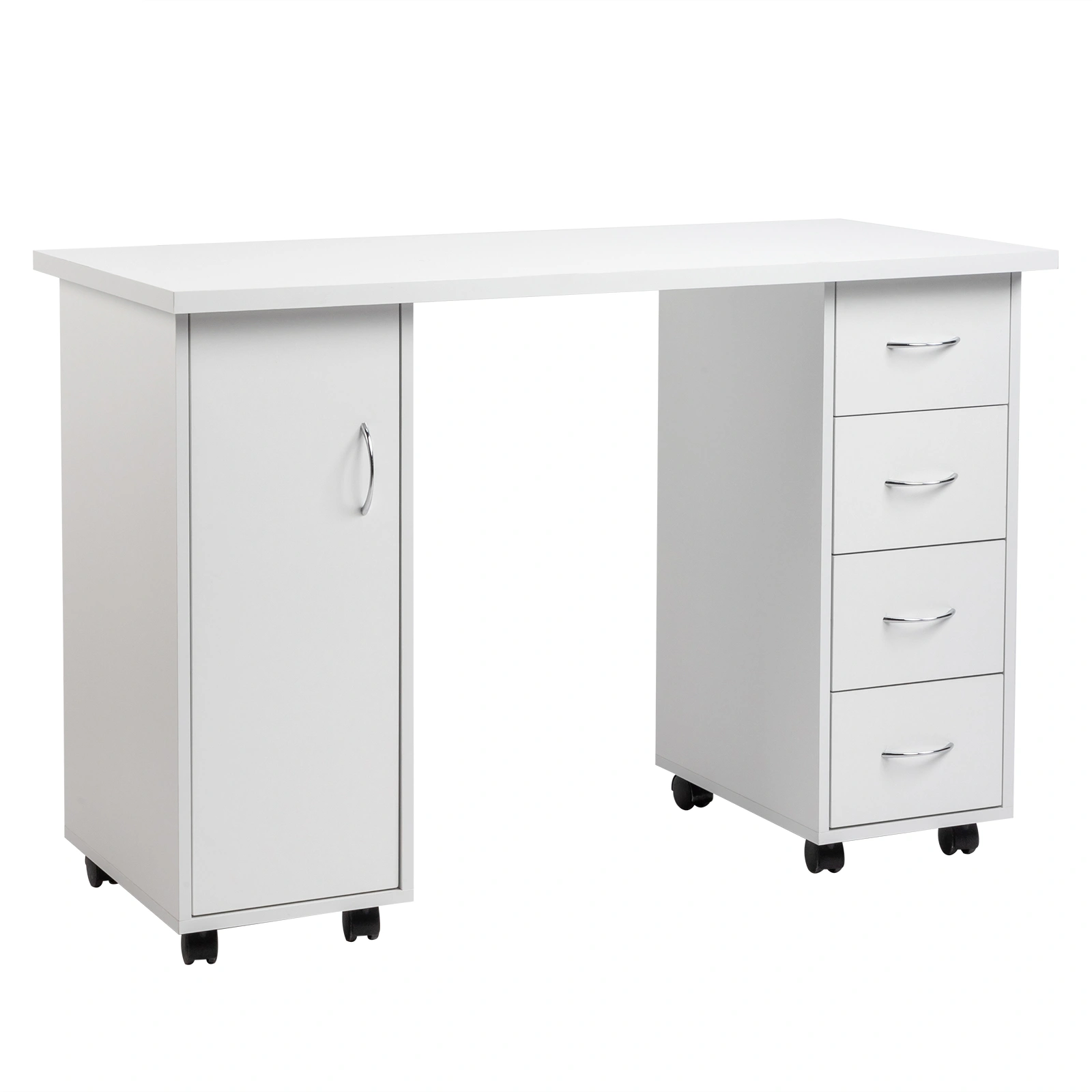 Double Edged Manicure Nail Table with Drawer White view 8