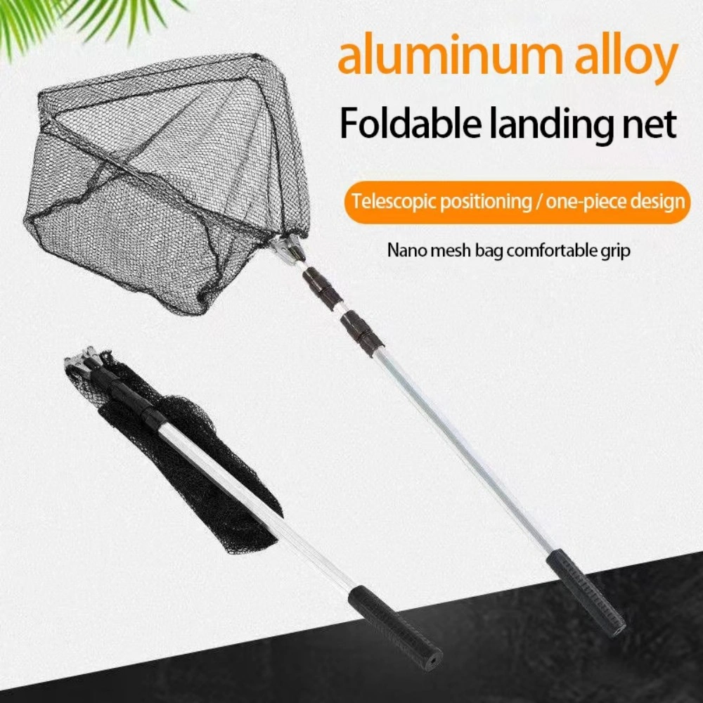Foldable Landing Net Aluminum Alloy Frame Fishing Replacement Triangular Fishing For Easy Catches Portable Net Corrosions Resistant For Outdoor Activity view 2