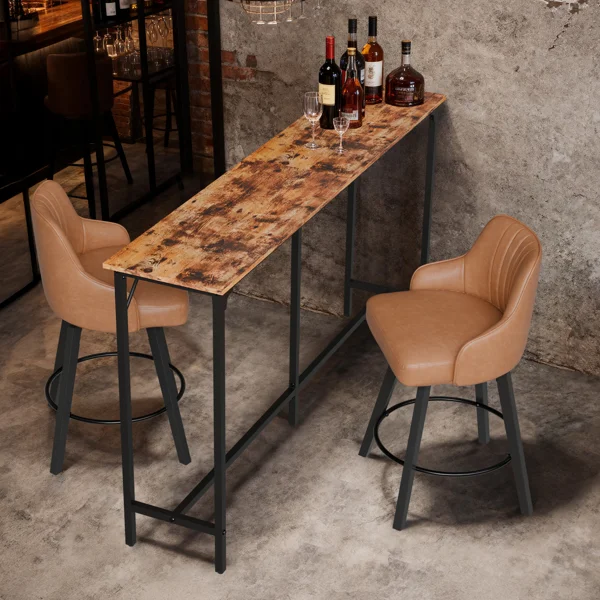 71-Inch Bar Table (Brown) - 209 lbs Capacity Pub Height Table with Durable MDF Top & Metal Frame, Ideal for Kitchen/Bar Counte view 6