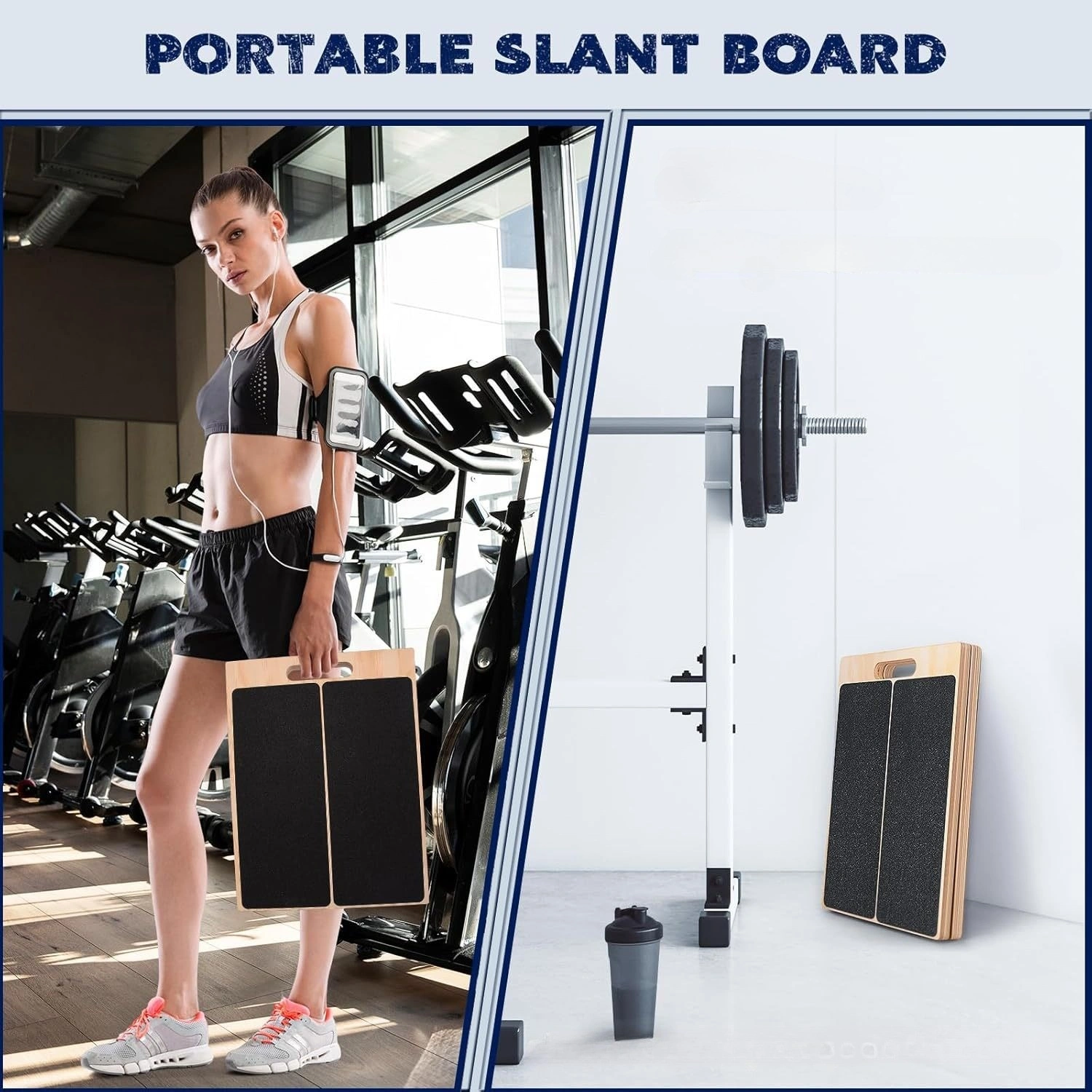Wooden Calf Incline Board for Yoga Workout, Adjustable Slant Board Calf Stretcher, Foldable Design view 3