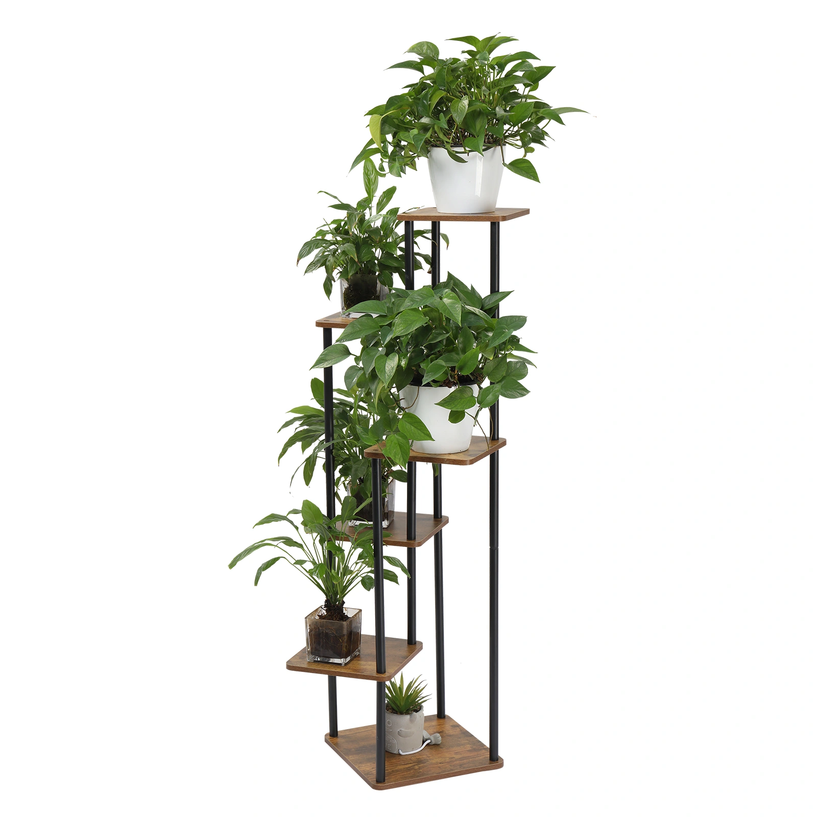 6-Tier Ironwood Plant Stand 116x30x30cm Solid Wood Plant Shelf Indoor Outdoor Multi-Layer Flower Pot Rack Garden Balcony Living Room Patio view 2