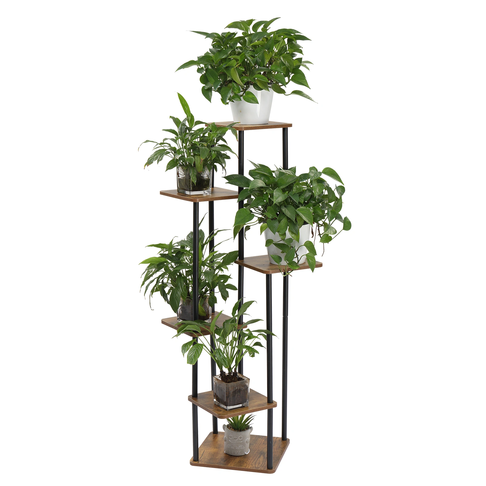 6-Tier Ironwood Plant Stand 116x30x30cm Solid Wood Plant Shelf Indoor Outdoor Multi-Layer Flower Pot Rack Garden Balcony Living Room Patio view 3