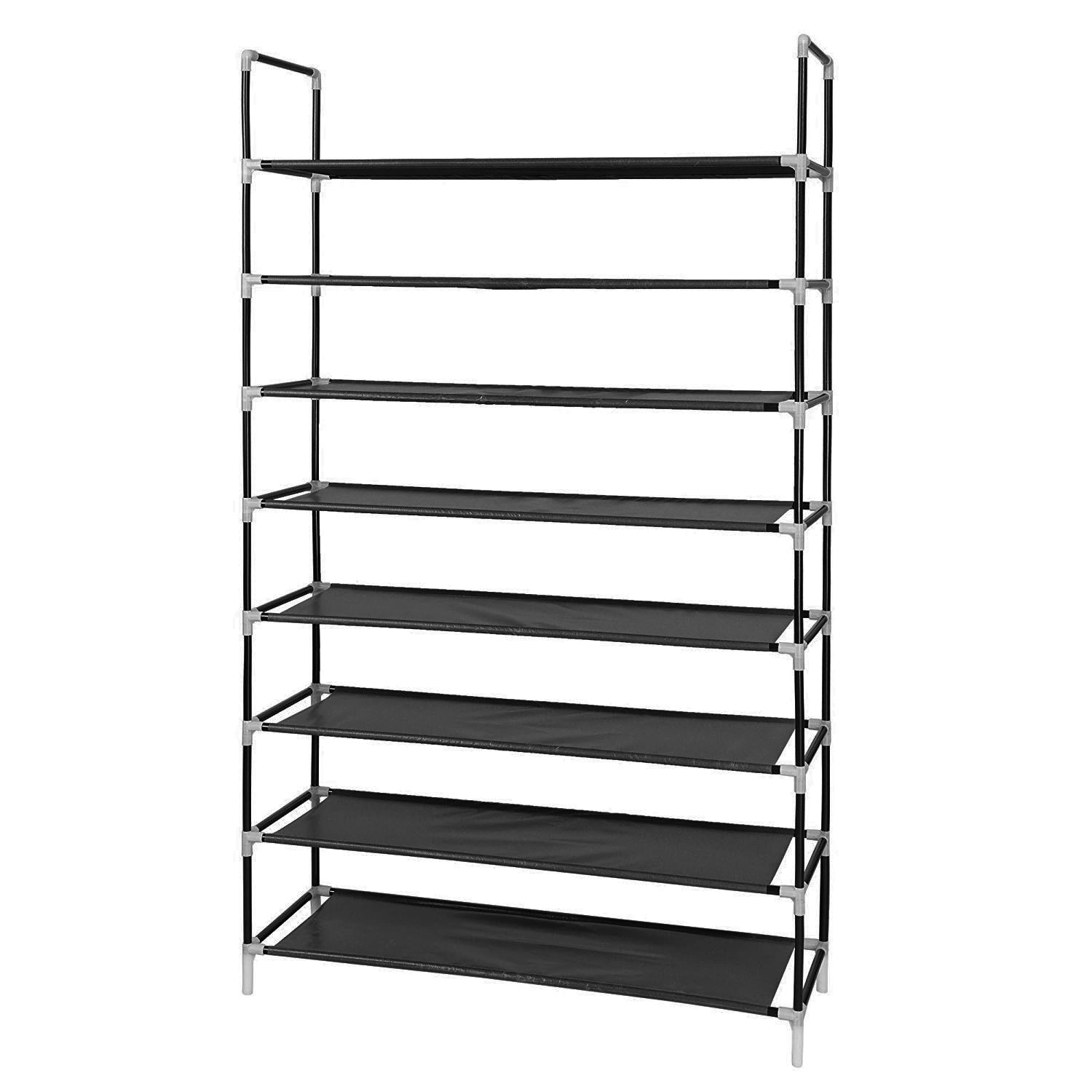 100cm Ultra Large 8-Layer Non-Woven Fabric & Steel Shoe Rack Organizer Black view 2