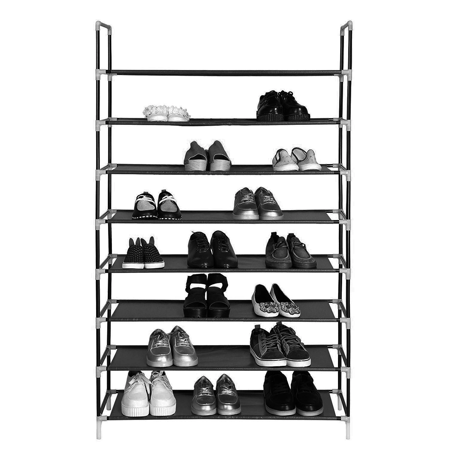 100cm Ultra Large 8-Layer Non-Woven Fabric & Steel Shoe Rack Organizer Black view 3