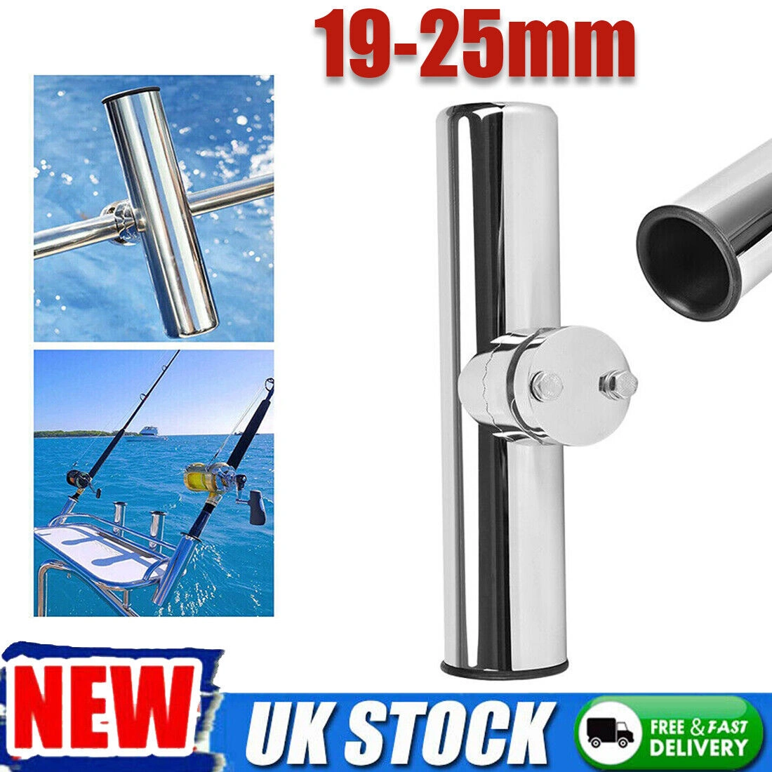 19-25mm Fishing Rod Holder Stainless Steel Rail Mount Bracket for Marine Boat UK