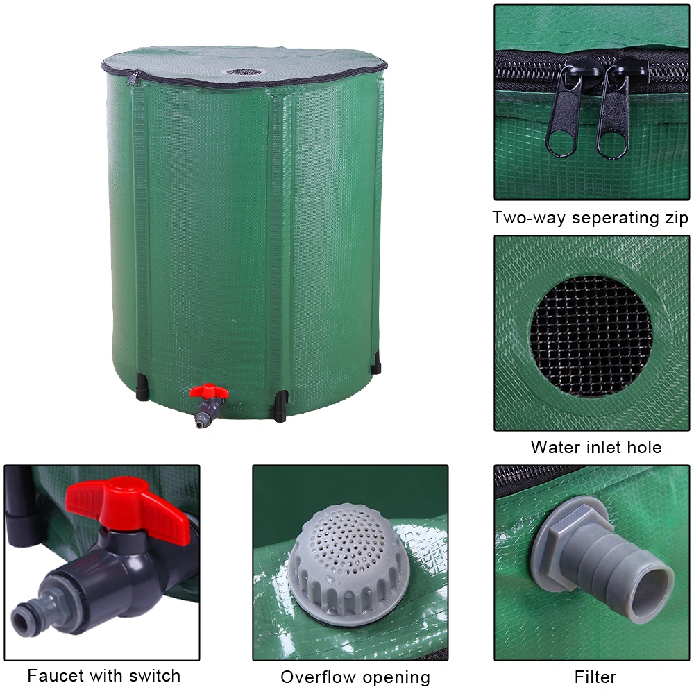 66 Gallon Folding Rain Barrel Water Collector Green view 12