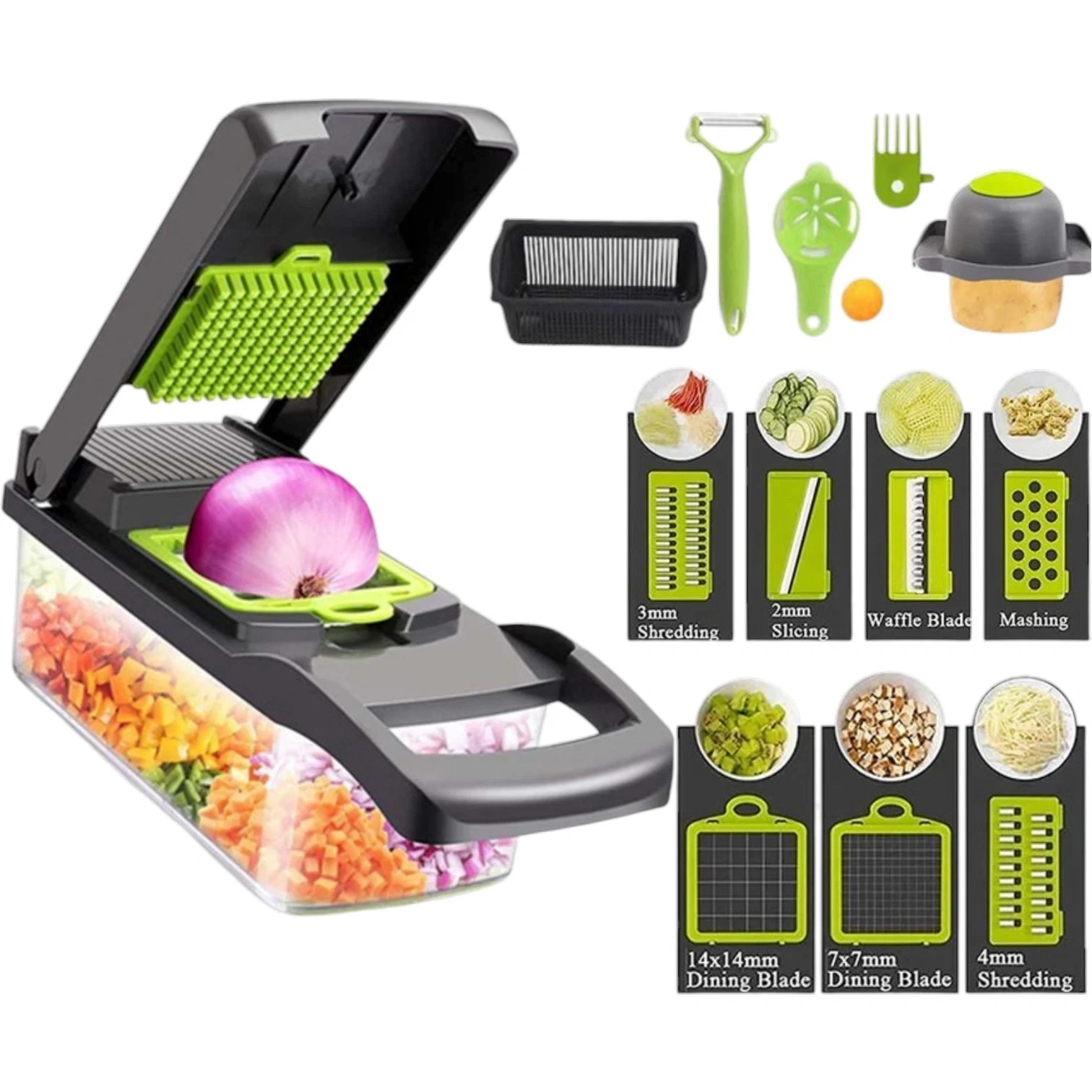 16-in-1 Vegetable Chopper Mandolin Slicer Food Dicer Cutter Peeler Salad Tool Kitchen Gadget US Logistics USPS.TK/TMEU Self-pickup