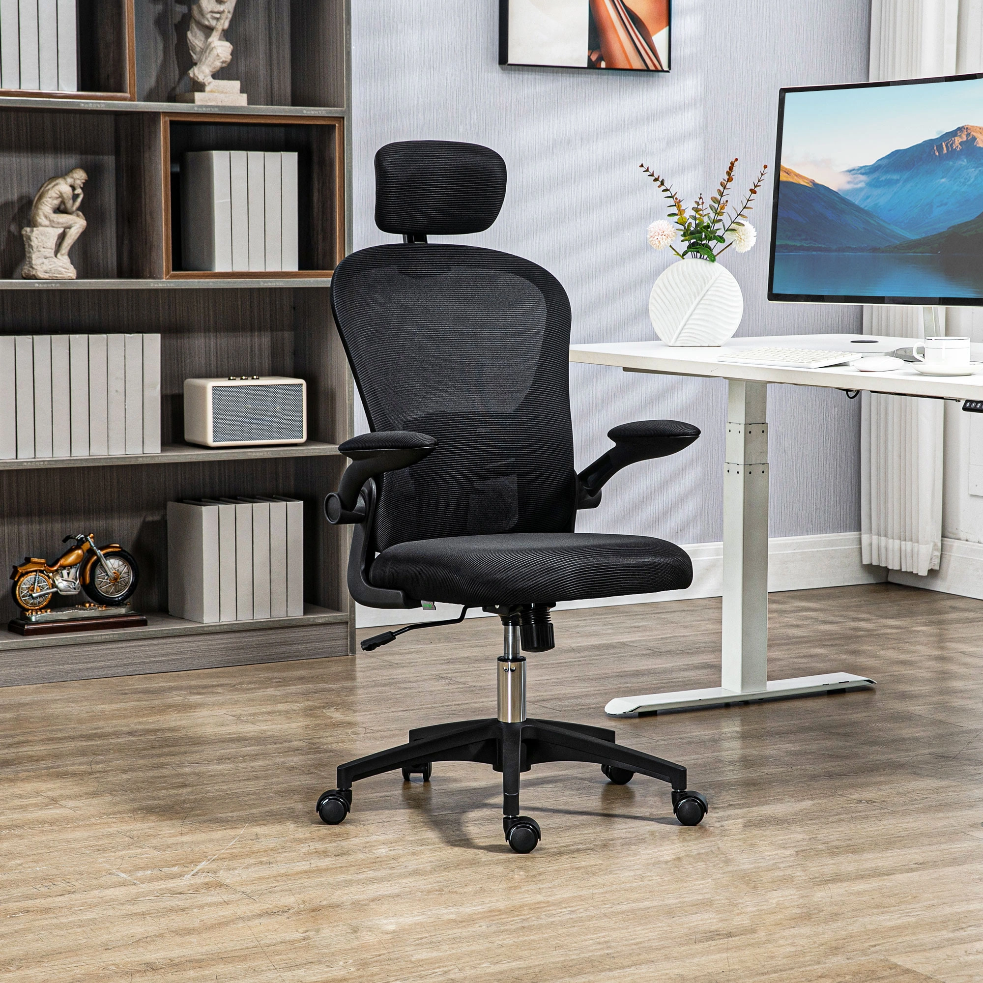 Massage Office Chair, Ergonomic Computer Desk Chair with Lumbar Support and Armrests