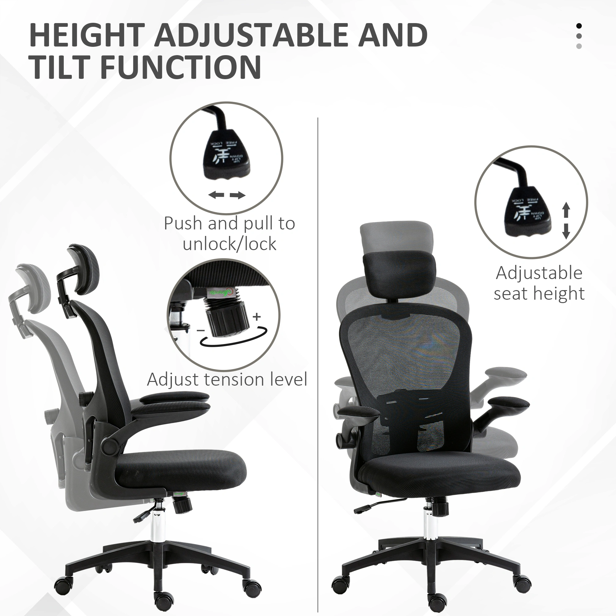 Massage Office Chair, Ergonomic Computer Desk Chair with Lumbar Support and Armrests view 3