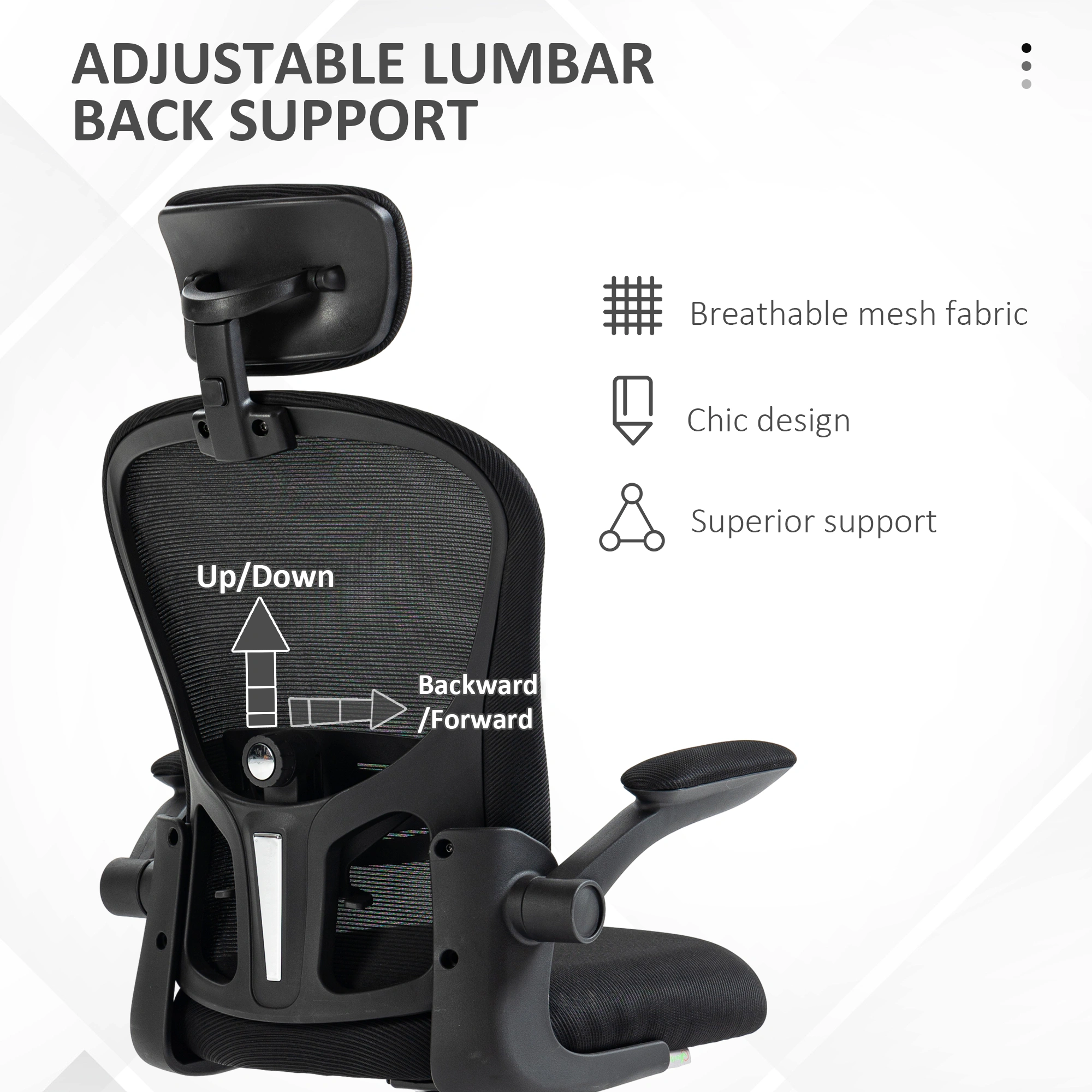 Massage Office Chair, Ergonomic Computer Desk Chair with Lumbar Support and Armrests view 4
