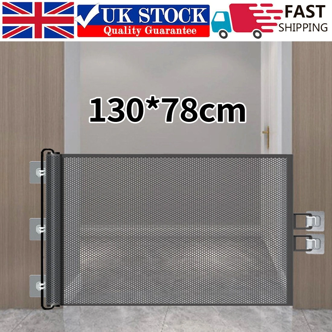 Retractable Pet Gate for Dogs & Babies, Folding Safety Stair Gate, Adjustable Doorway Barrier, Self-Closing Gate view 2