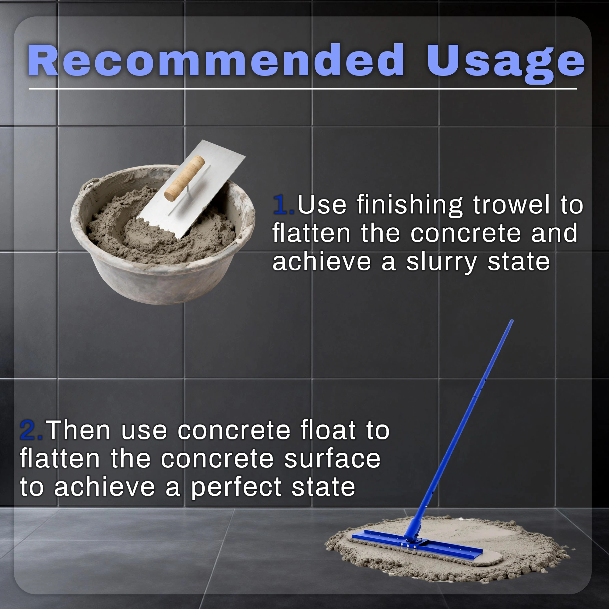 48×8 Inch Concrete Bull Float, Stainless Steel Concrete Finishing Tool, Adjustable Bracket & 4 Float Handles, Professional Smoothing for Construction Flooring view 4
