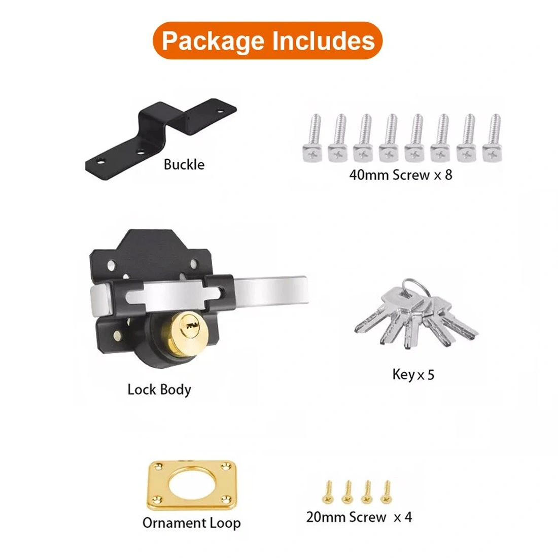 70mm Double Long Throw Gate Lock Both Sides Bolt Rim Lock for Garden Security with 5 Keys view 3