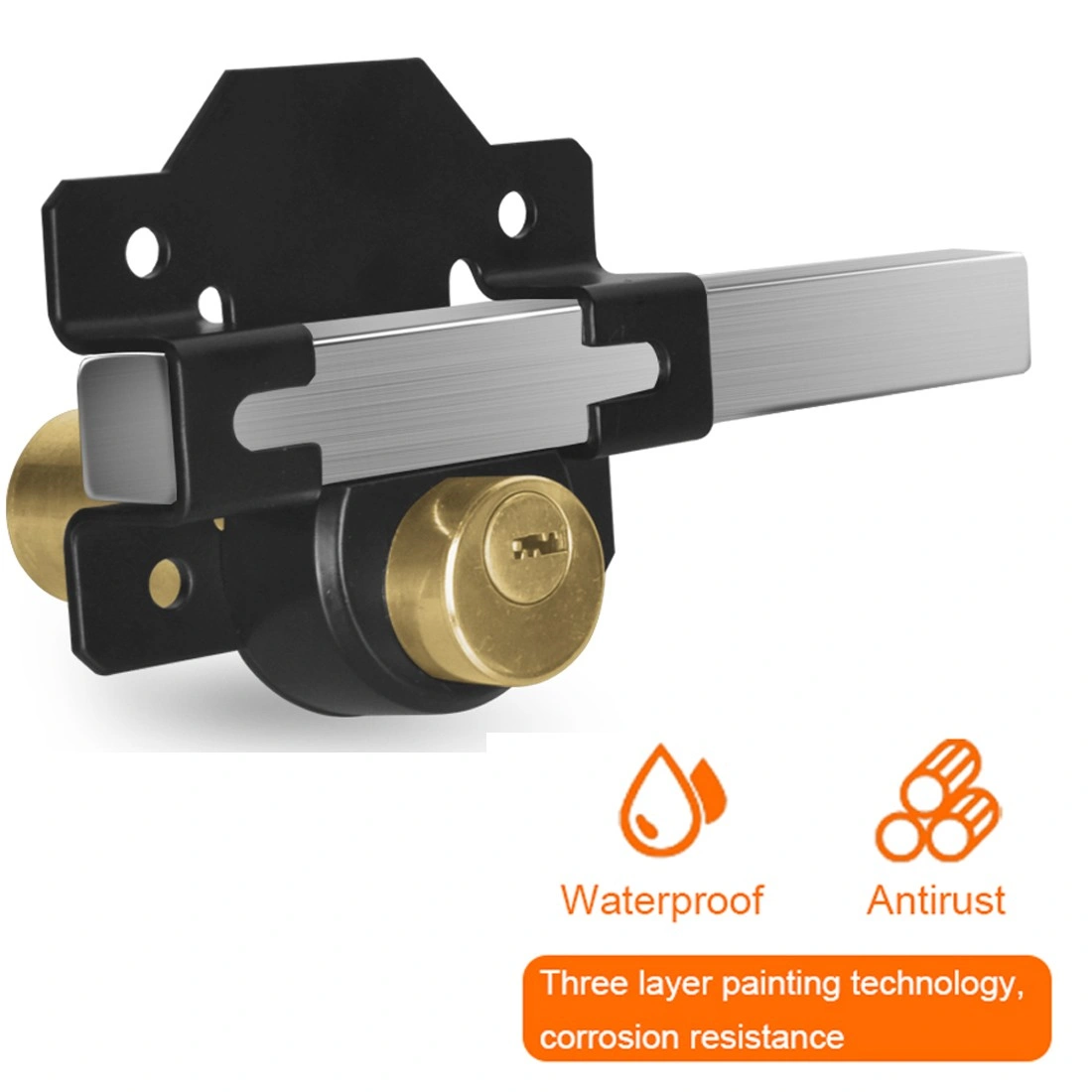 70mm Double Long Throw Gate Lock Both Sides Bolt Rim Lock for Garden Security with 5 Keys view 5