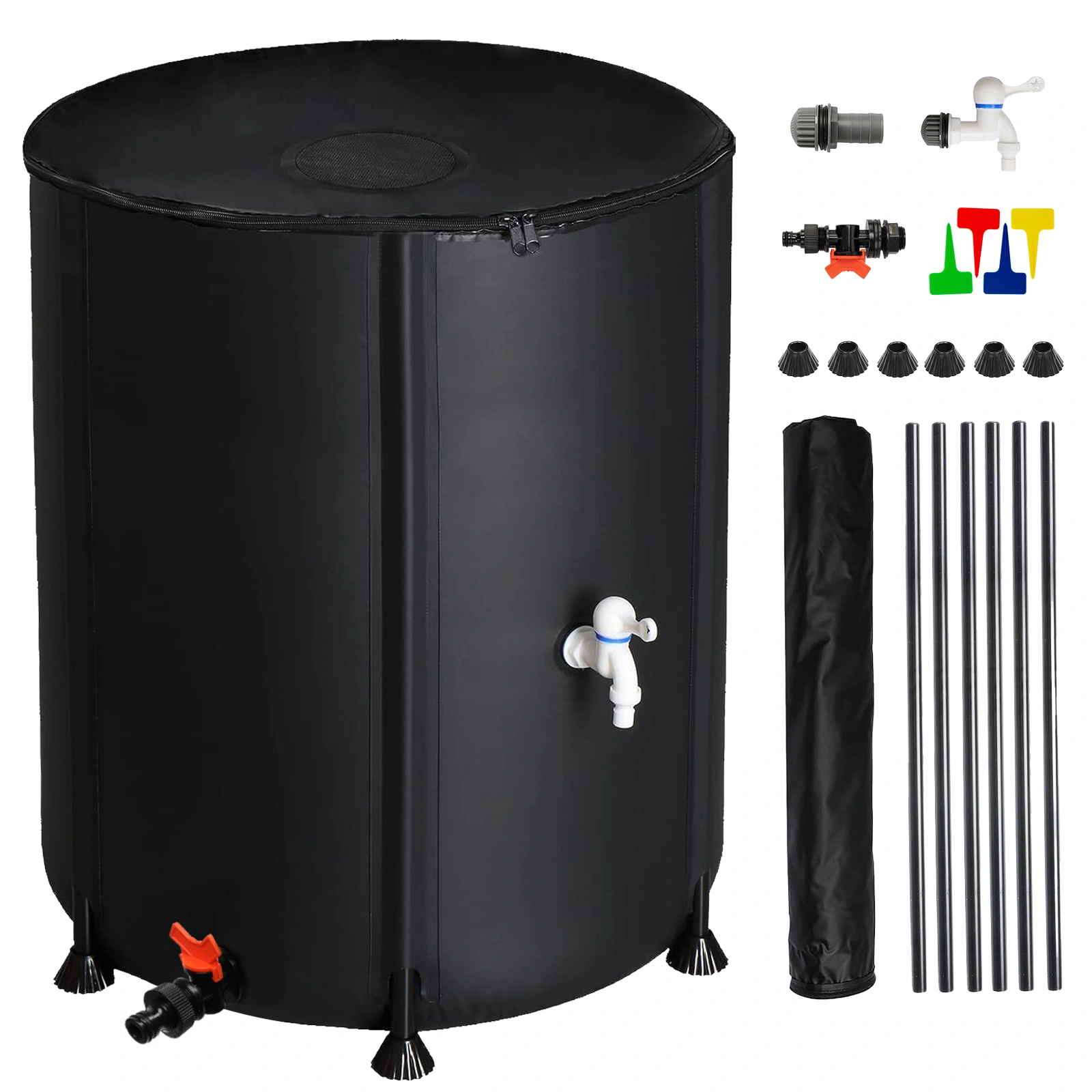 50 Gallon Folding Rain Barrel Water Collector - Black Collapsible Rain Water Barrel with Spigot, Heavy Duty Outdoor Garden Irrigation Reservoir