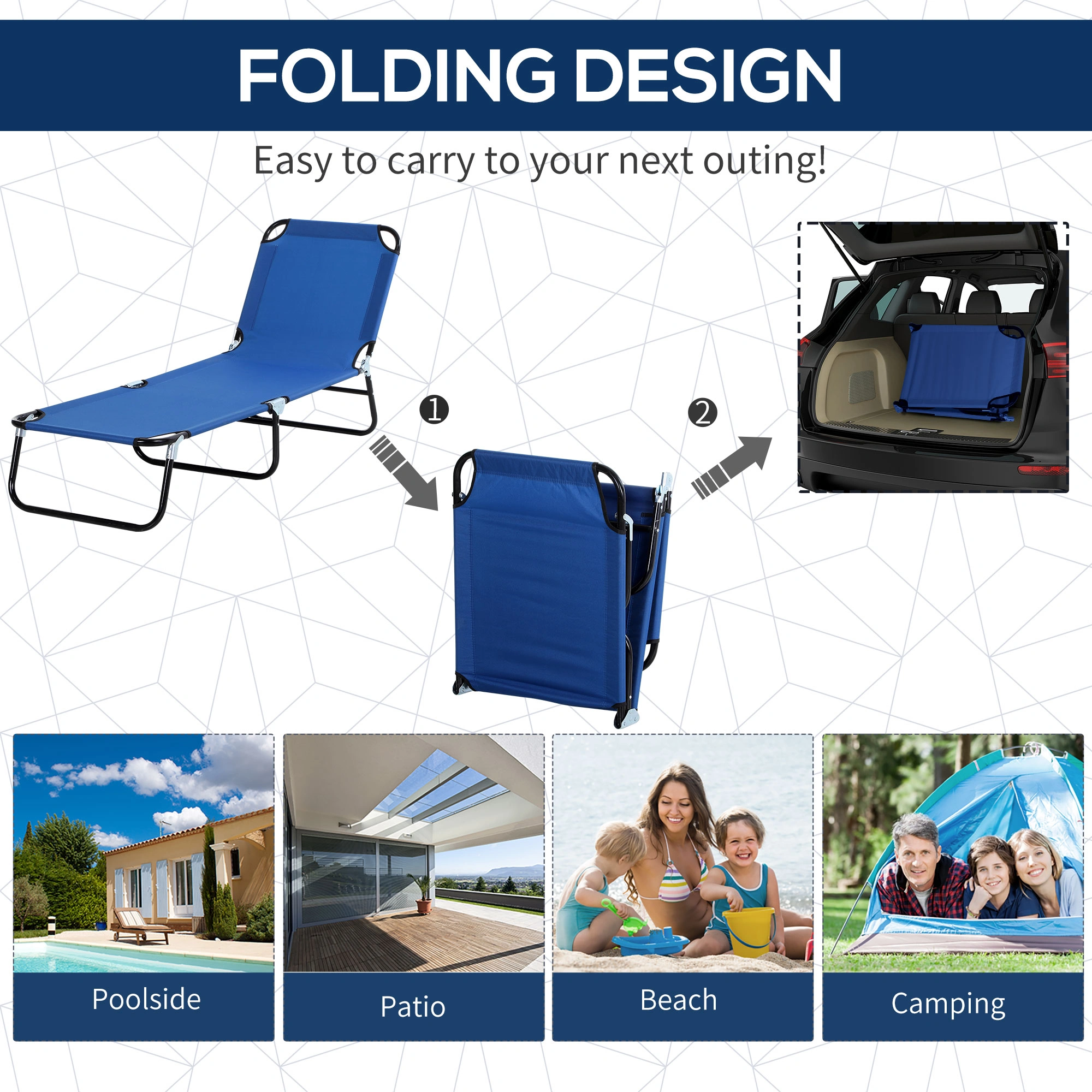 Outdoor Folding Lounge Chair with Rocking Function Portable Recliner Seat view 2