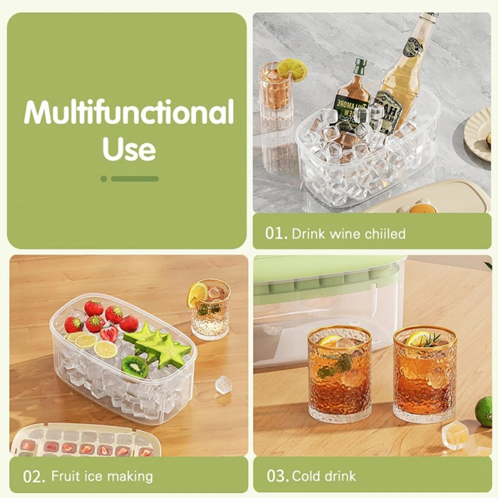 Beige Ice Cube Tray with Nonslip Base - Practical Refrigerator Freezer Mold for Cocktails, Whiskey & Drinks view 3