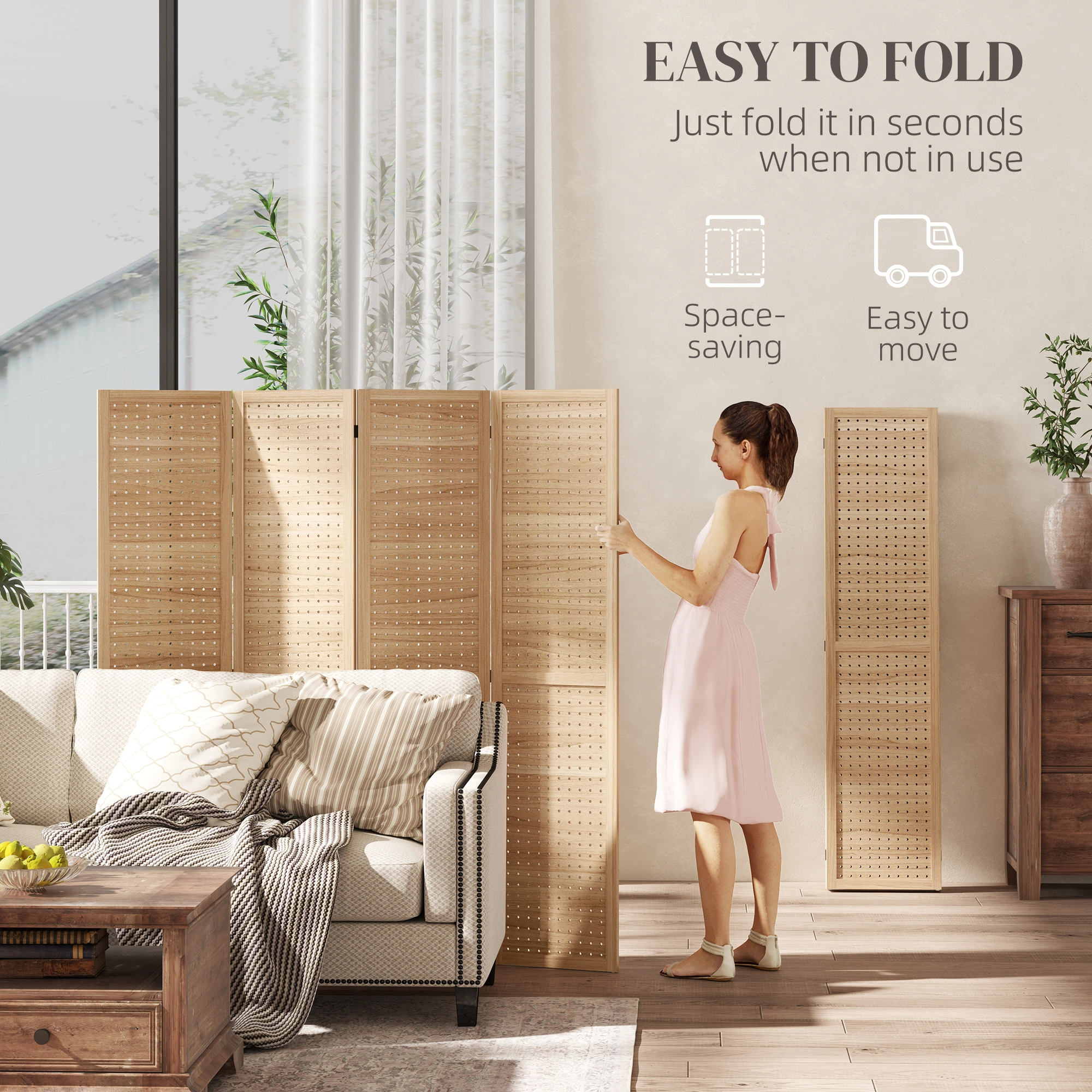 Indoor Outdoor Privacy Screen Room Divider Folding Partition Decorative Panel view 3