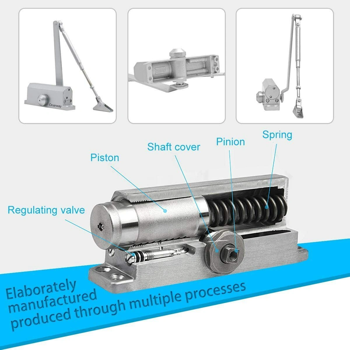 40-65KG Heavy Duty Fire Rated Overhead Door Closer Adjustable Soft Close Opener view 4