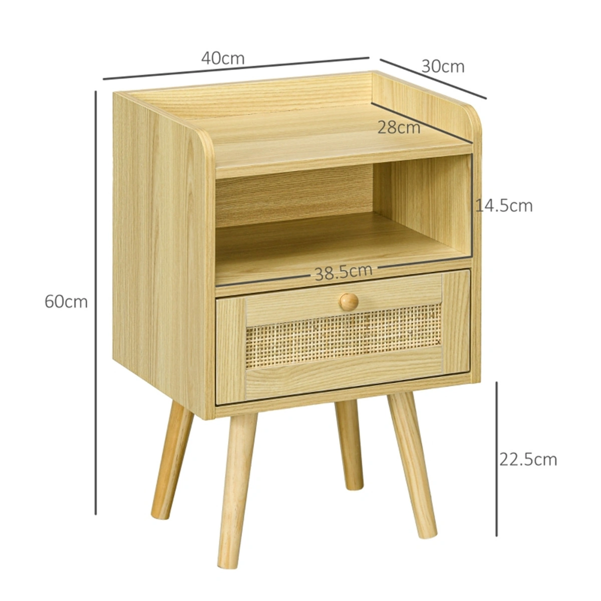 Bedside Tables Set of 2, Modern Nightstands with Open Storage Shelf, Metal Frame, Easy Assembly, Space Saving Design for Bedroom view 3