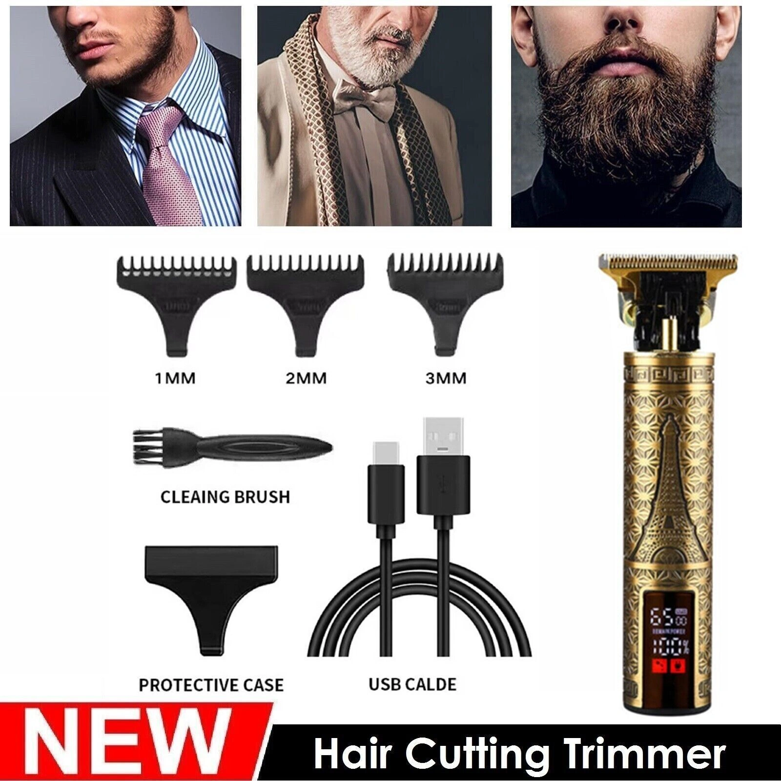 LCD Professional Cordless Hair Clippers Beard Trimmer Men Hair Cutting Barber Shaving Machine view 2