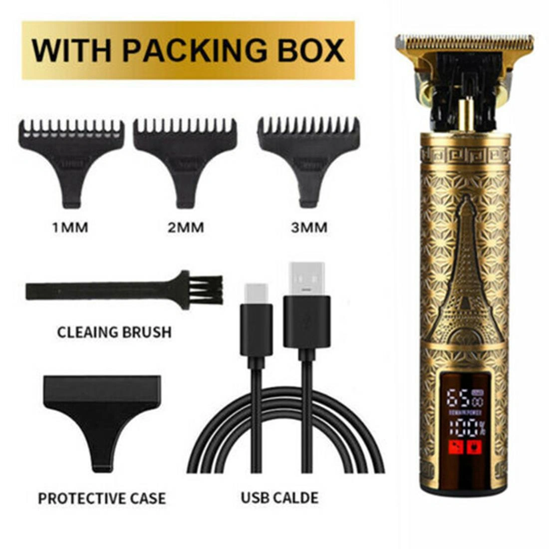 LCD Professional Cordless Hair Clippers Beard Trimmer Men Hair Cutting Barber Shaving Machine view 3