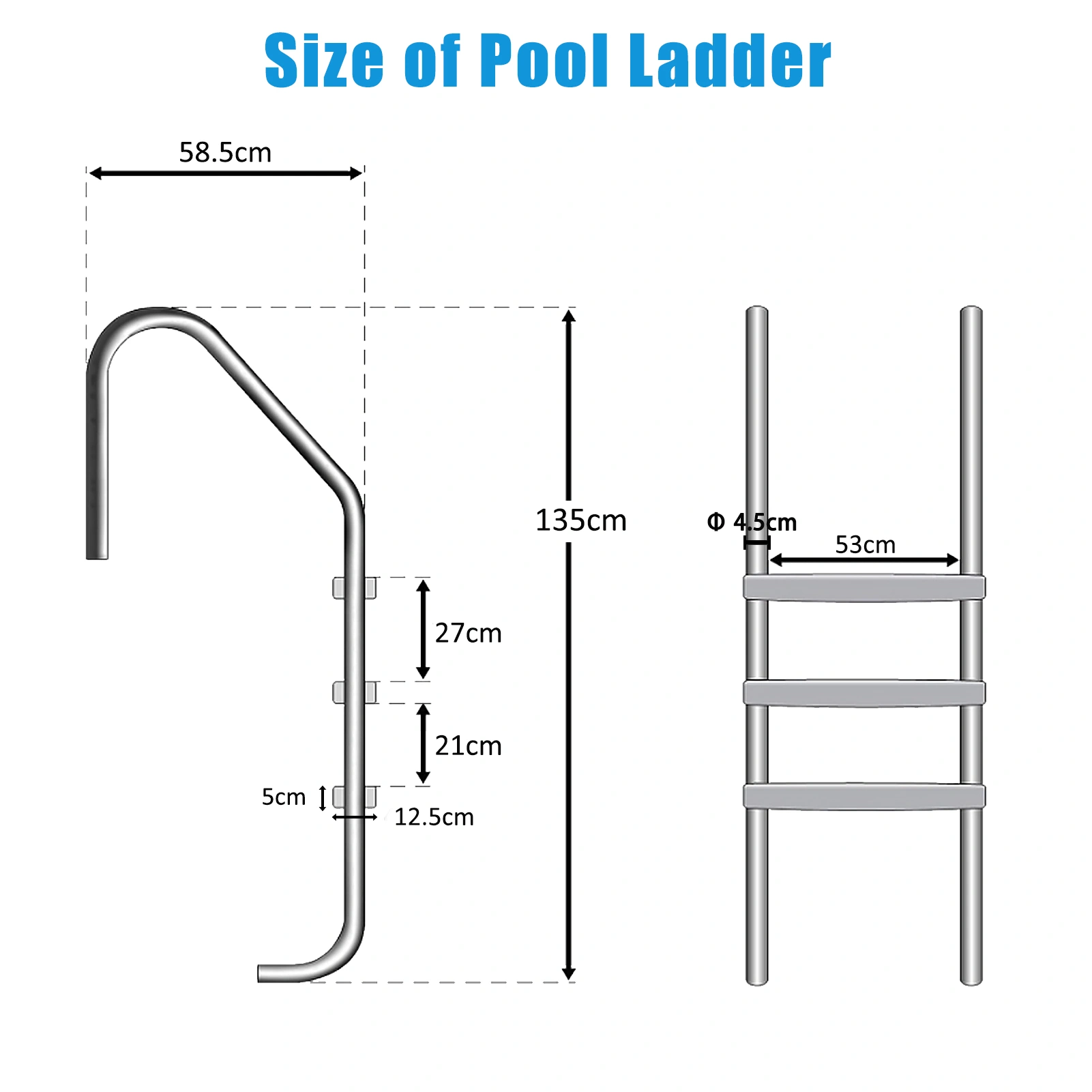 3 Step Stainless Steel Pool Ladder for Inground Pools, Anti-Slip Plastic Pool Steps, Heavy Duty Pool Stairs with Handrail, Easy Assembly view 3