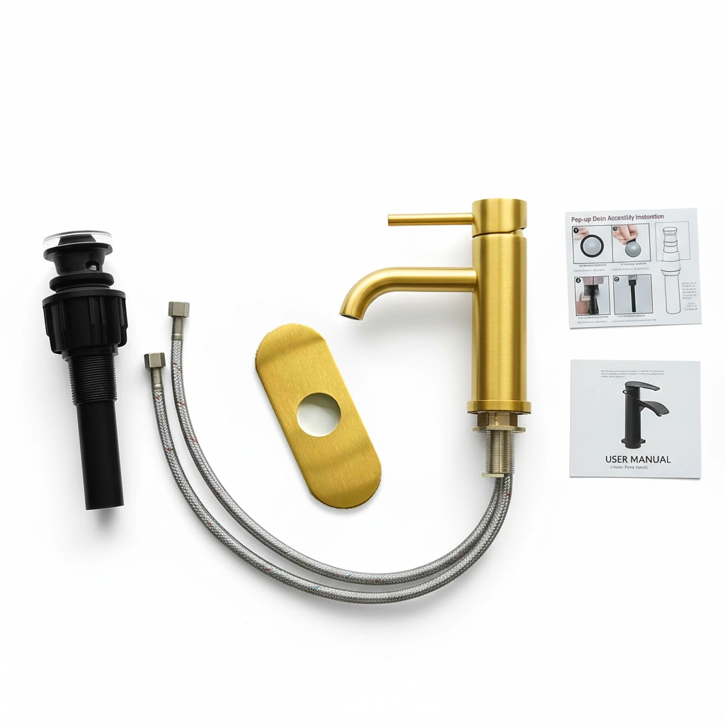 Single Handle Bathroom Faucet Lavatory Faucet Stainless Steel Single Hole-T10, Brushed Gold[Unable ship on weekends, TK/TEMU only for pickup, only TX10643 warehouse supports GOFO] view 10