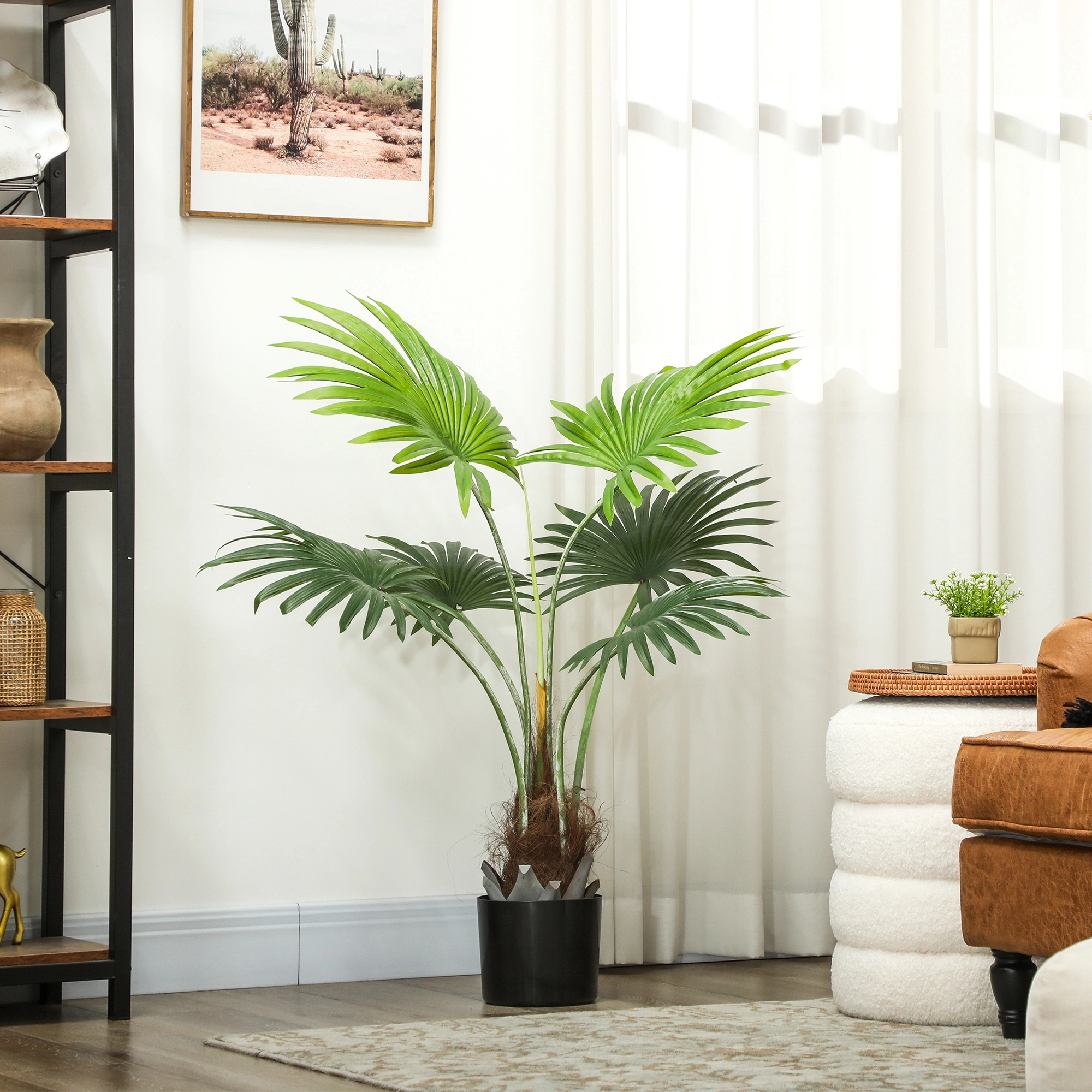 Artificial Plants for Home Decor - Faux Fake Plant Set, Indoor Outdoor Fake Greenery Vase Planter, Lifelike Synthetic Leaf Decoration
