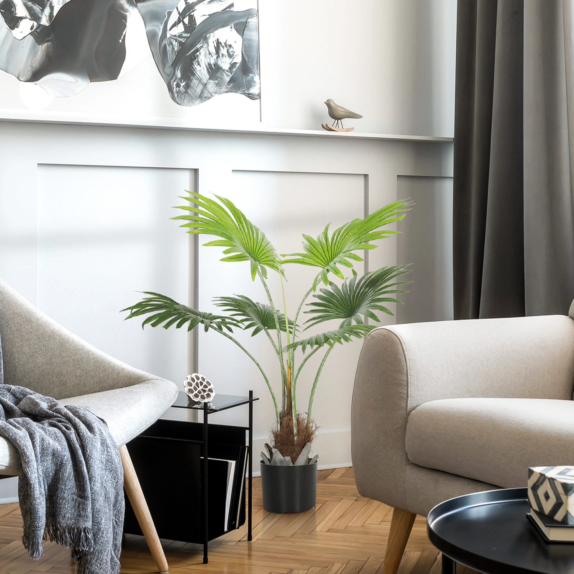 Artificial Plants for Home Decor - Faux Fake Plant Set, Indoor Outdoor Fake Greenery Vase Planter, Lifelike Synthetic Leaf Decoration view 4