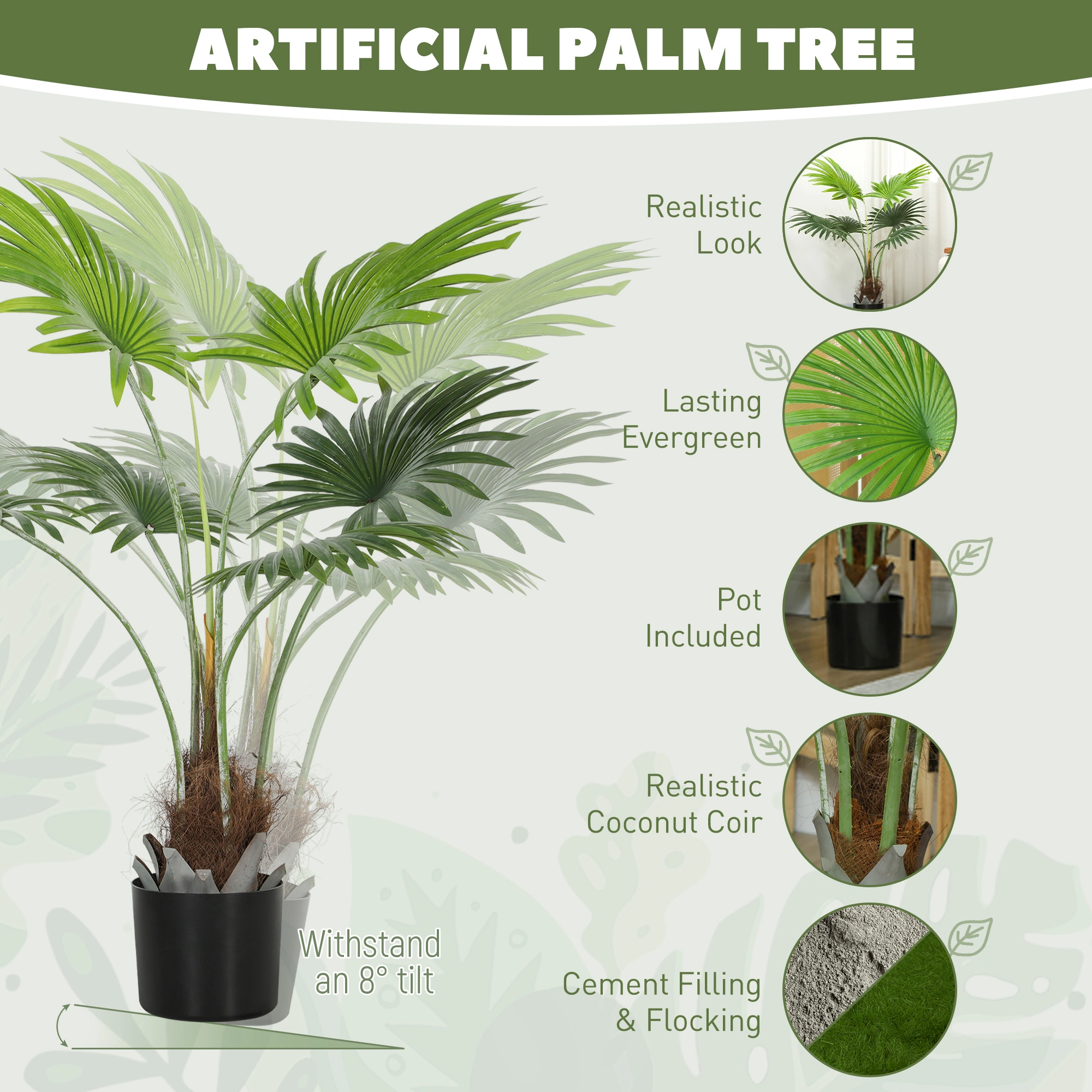 Artificial Plants for Home Decor - Faux Fake Plant Set, Indoor Outdoor Fake Greenery Vase Planter, Lifelike Synthetic Leaf Decoration view 5