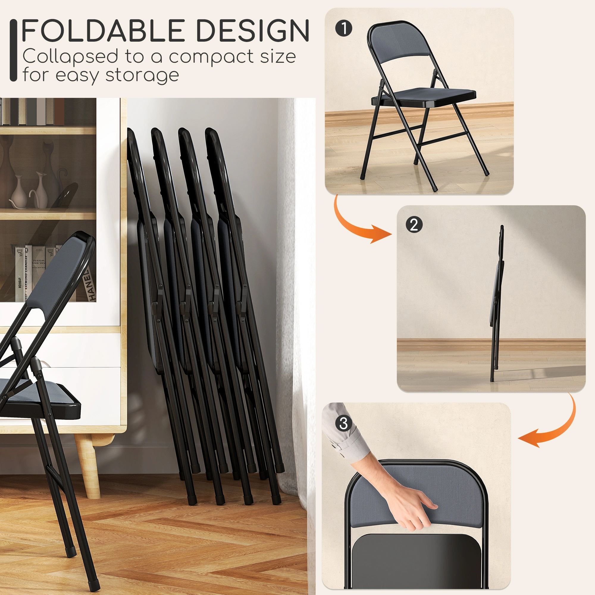 Portable Folding Camping Chair, Lightweight Collapsible Outdoor Chair with Cup Holder, Packable Foldable Chair for Beach Camping view 3