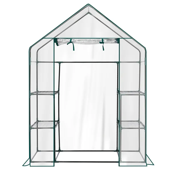 Mini Walk-in Greenhouse with PVC Cover, 4-Shelf Indoor Outdoor Plant Gardening Green House for Garden Backyard, 56" x 29" x 77", Transparent view 6