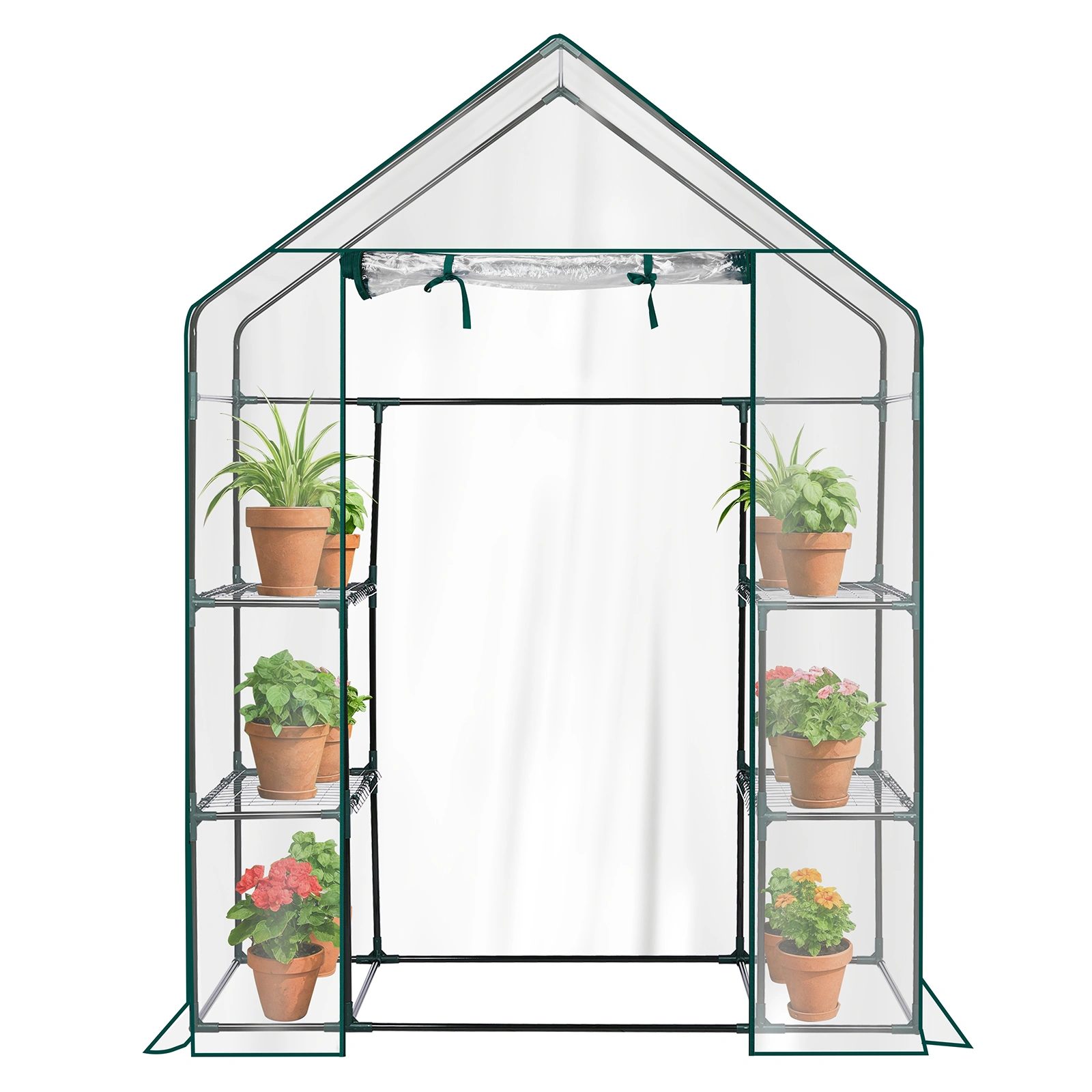 Mini Walk-in Greenhouse 56x29x77 Inch 4-Shelf PVC Cover Indoor Outdoor Plant Gardening Green House Transparent view 2
